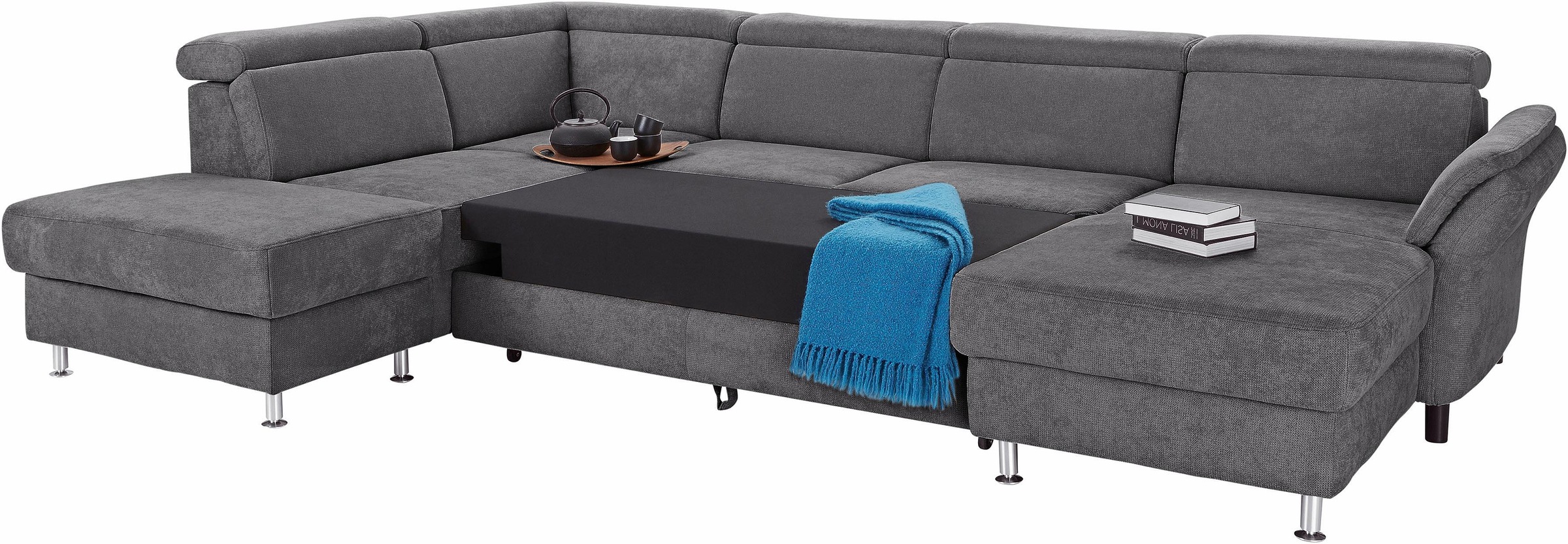 sit&more Wohnlandschaft »Avignon U-Form«, wahlweise mit Bettfunktion und Stauraum, inklusive Kopfteilverstellung