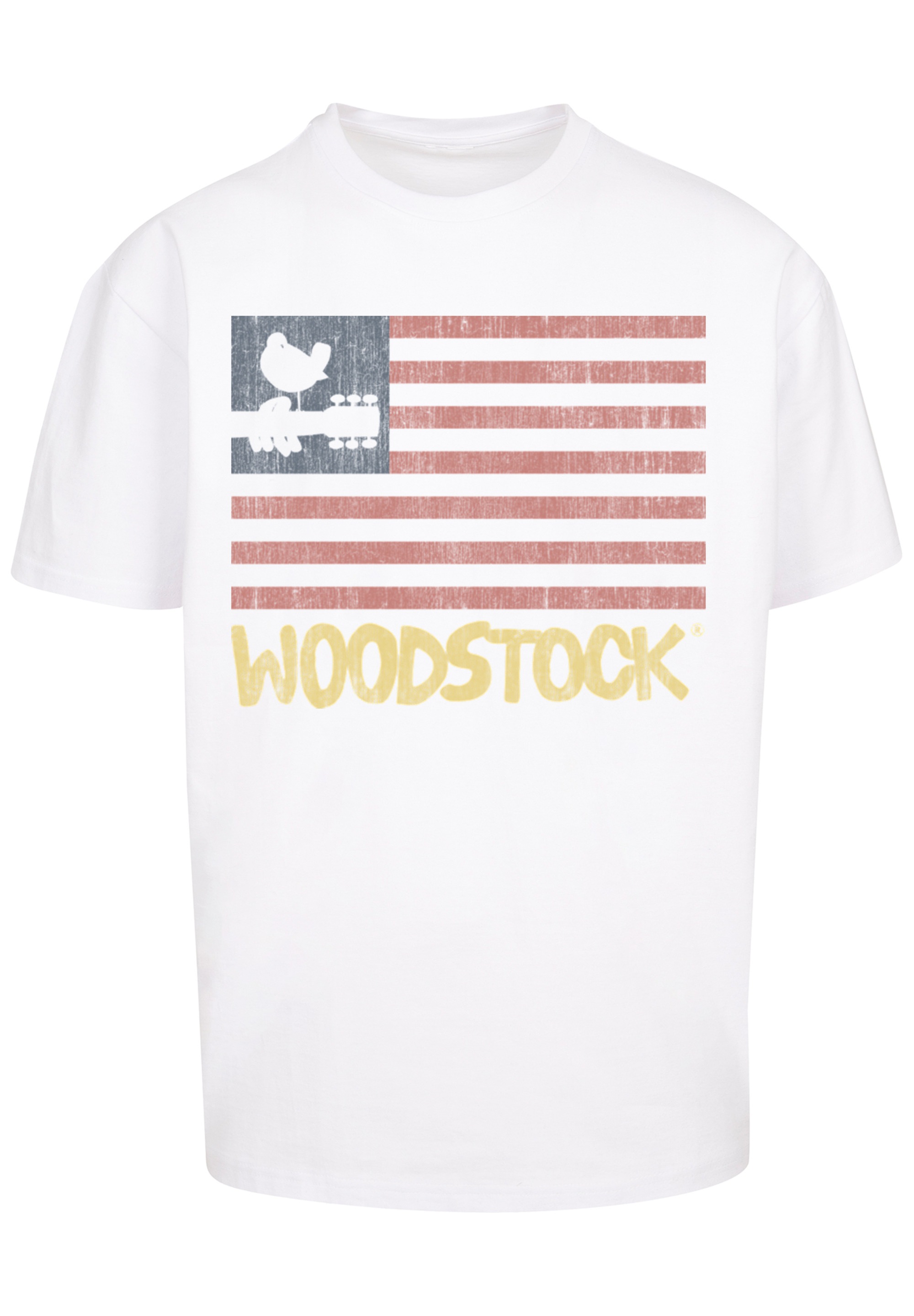F4NT4STIC T-Shirt »Woodstock Distressed Flag Music Festival Rock«, Print