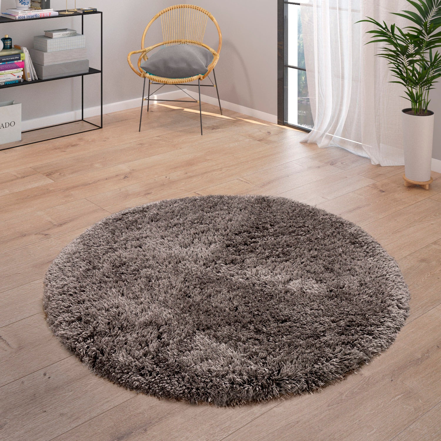 Paco Home Hochflor-Teppich »Milano 861«, rund, 74 mm Höhe, Uni Farben, Flokati-Optik, weich und kuschelig