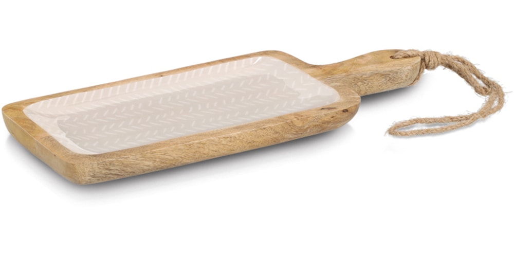 Zeller Present "Servierplatte, Mangoholz" Kordel zum Aufhängen, Epoxidharz-Beschichtung