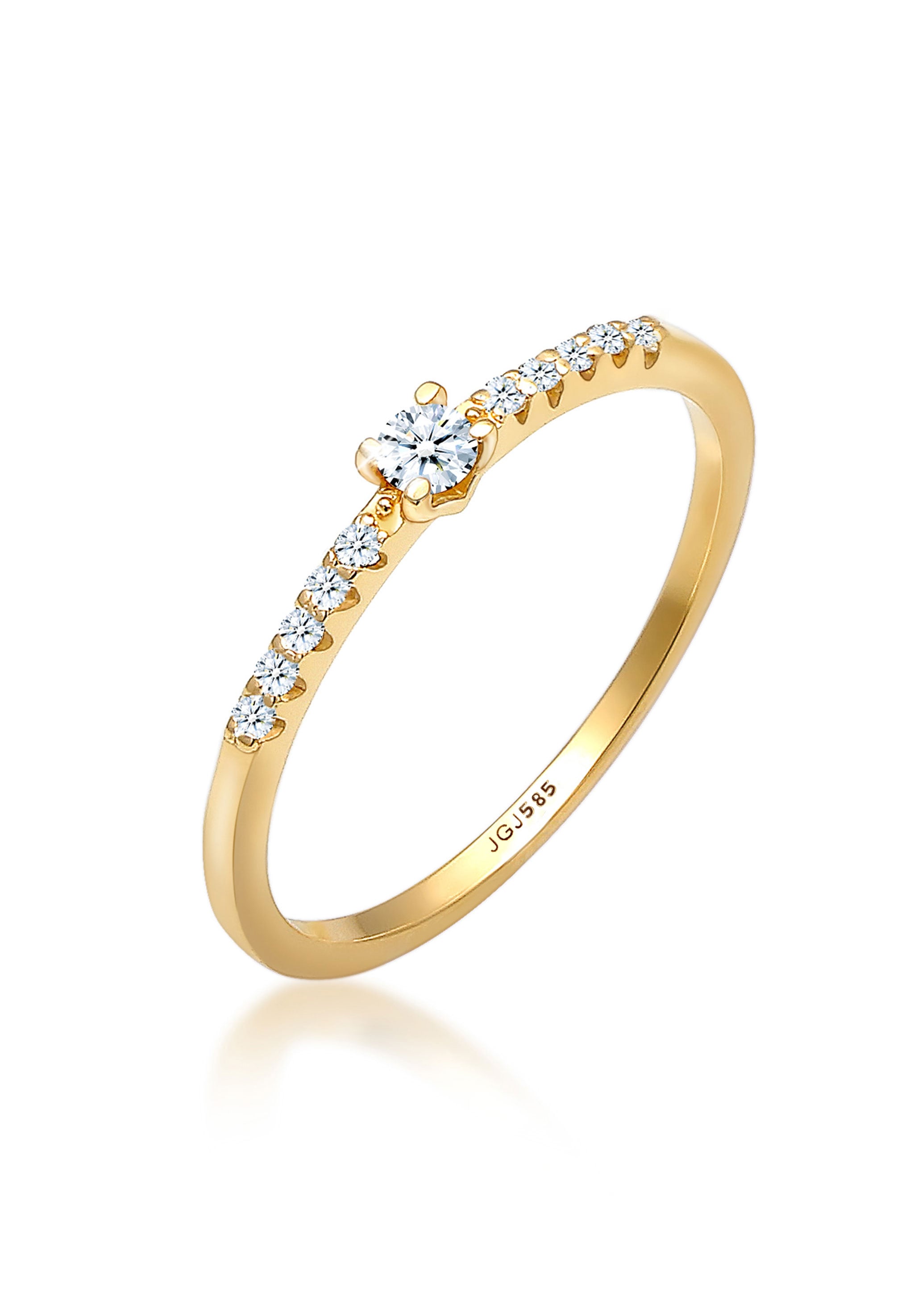 ELLI DIAMONDS Damen Verlobungsring "Ring Microsetting Diamant (0.11 ct.) 585er Gelbgold", 58, Gelbgold 585, gold, Gelbgold 585, Fingerringe