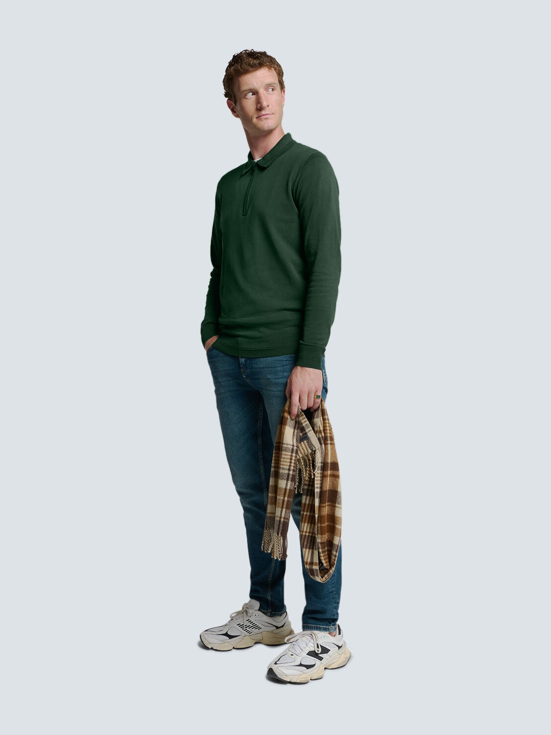 NO EXCESS Rundhalspullover »No Excess Polo-Pullover mit halbem Reißverschluss«