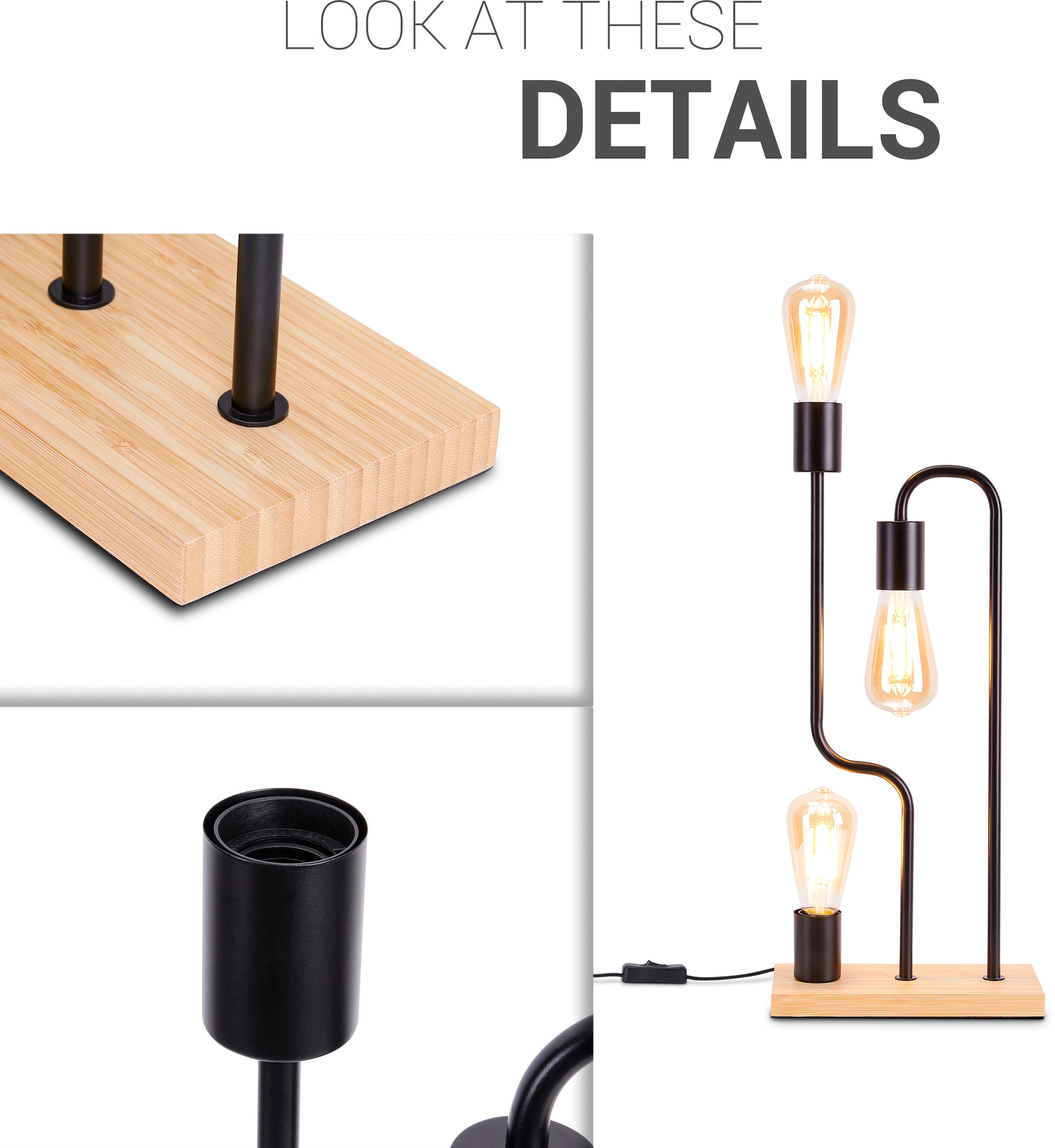 Paco Home Tischleuchte »GERALT« E27 LED   Wohnzimmer Schlafzimmer Esszimmer Leselampe Deko E27