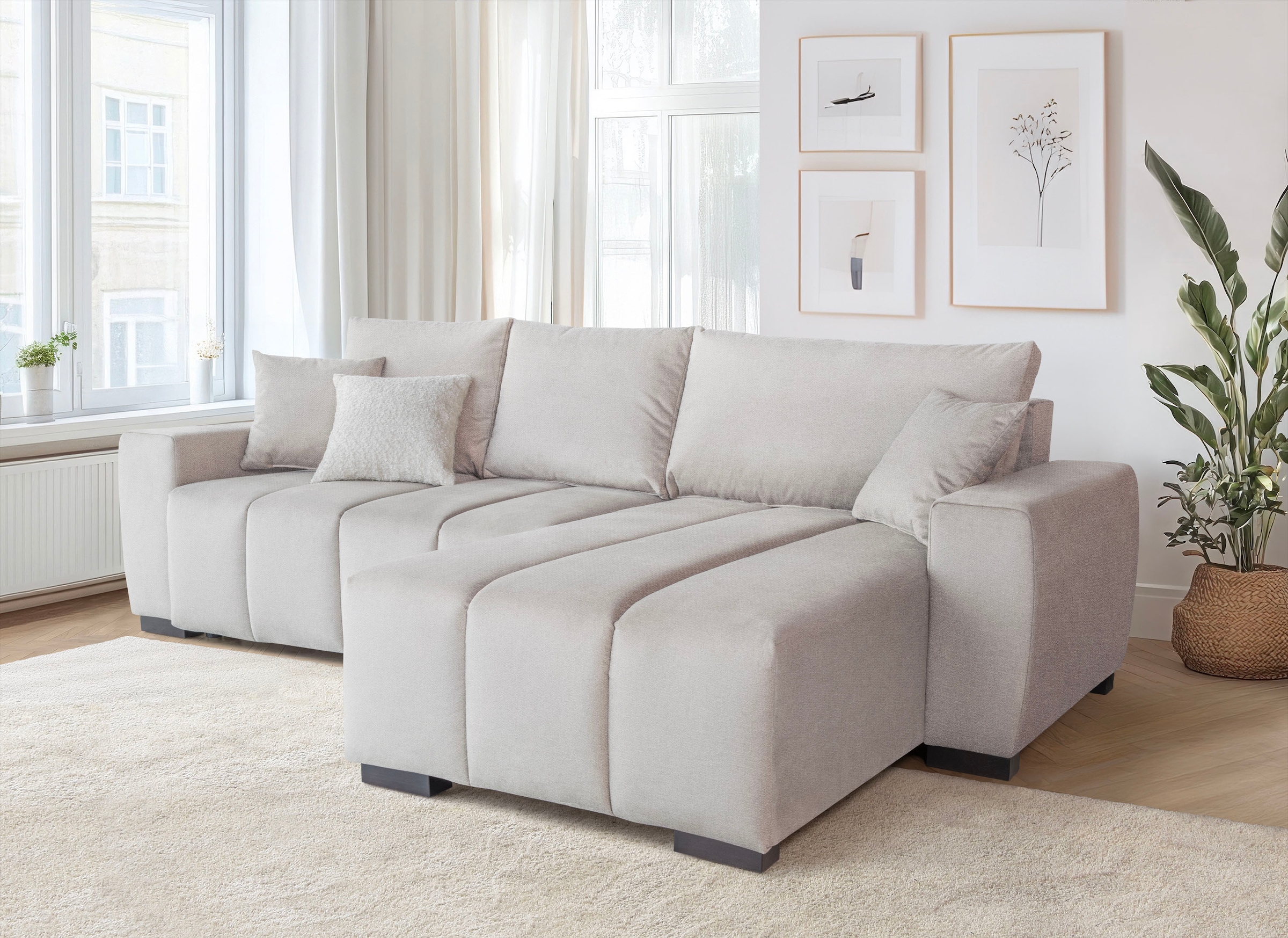 Home affaire Ecksofa "L-Form Bello" mit Bettfunktion, Bettkasten, Frei im R günstig online kaufen