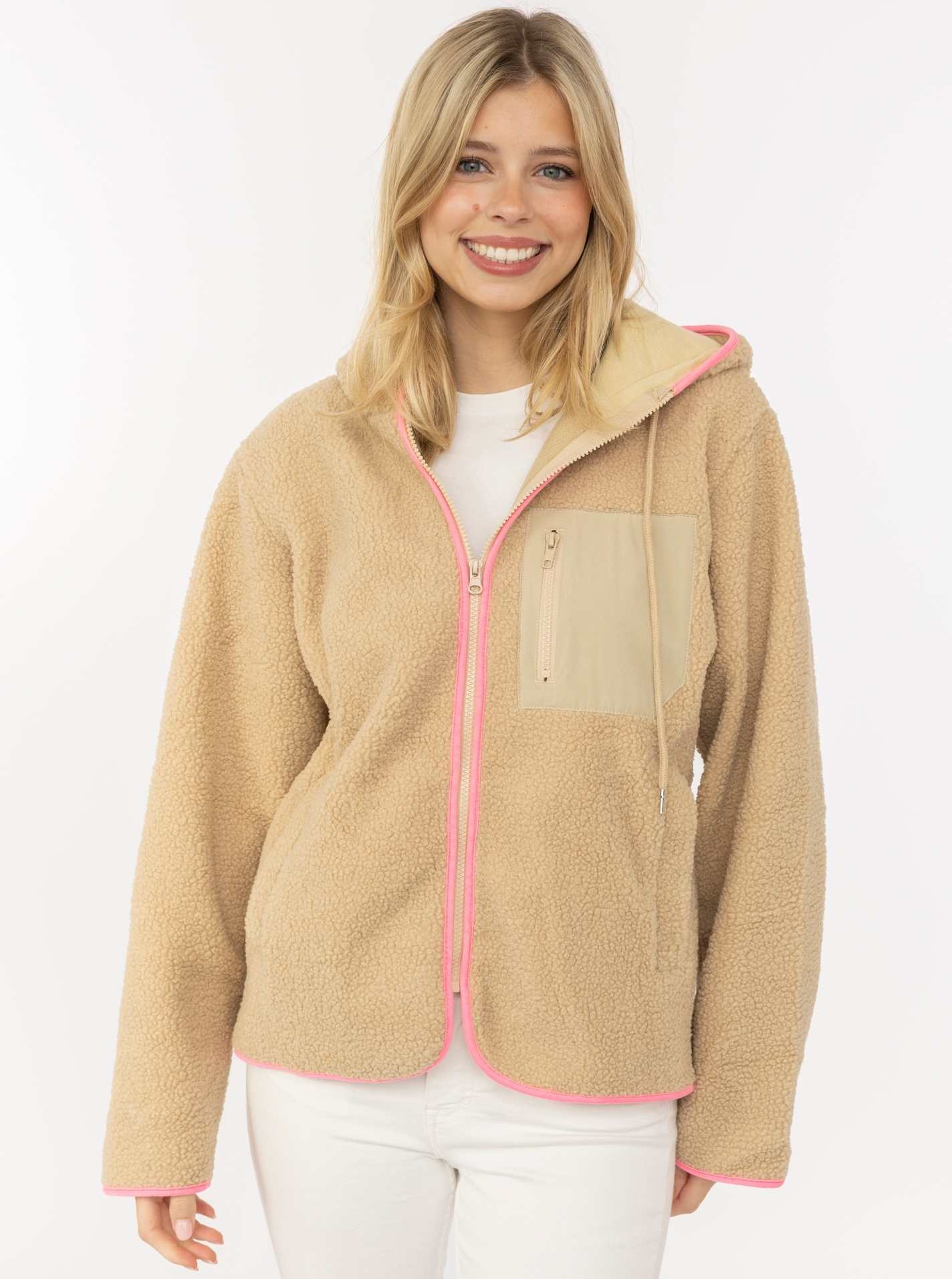 Zwillingsherz Fleecejacke ""Classic"" mit Kapuze kuschelig weich, mit Taschen, Kapuze, Kontrastdetails
