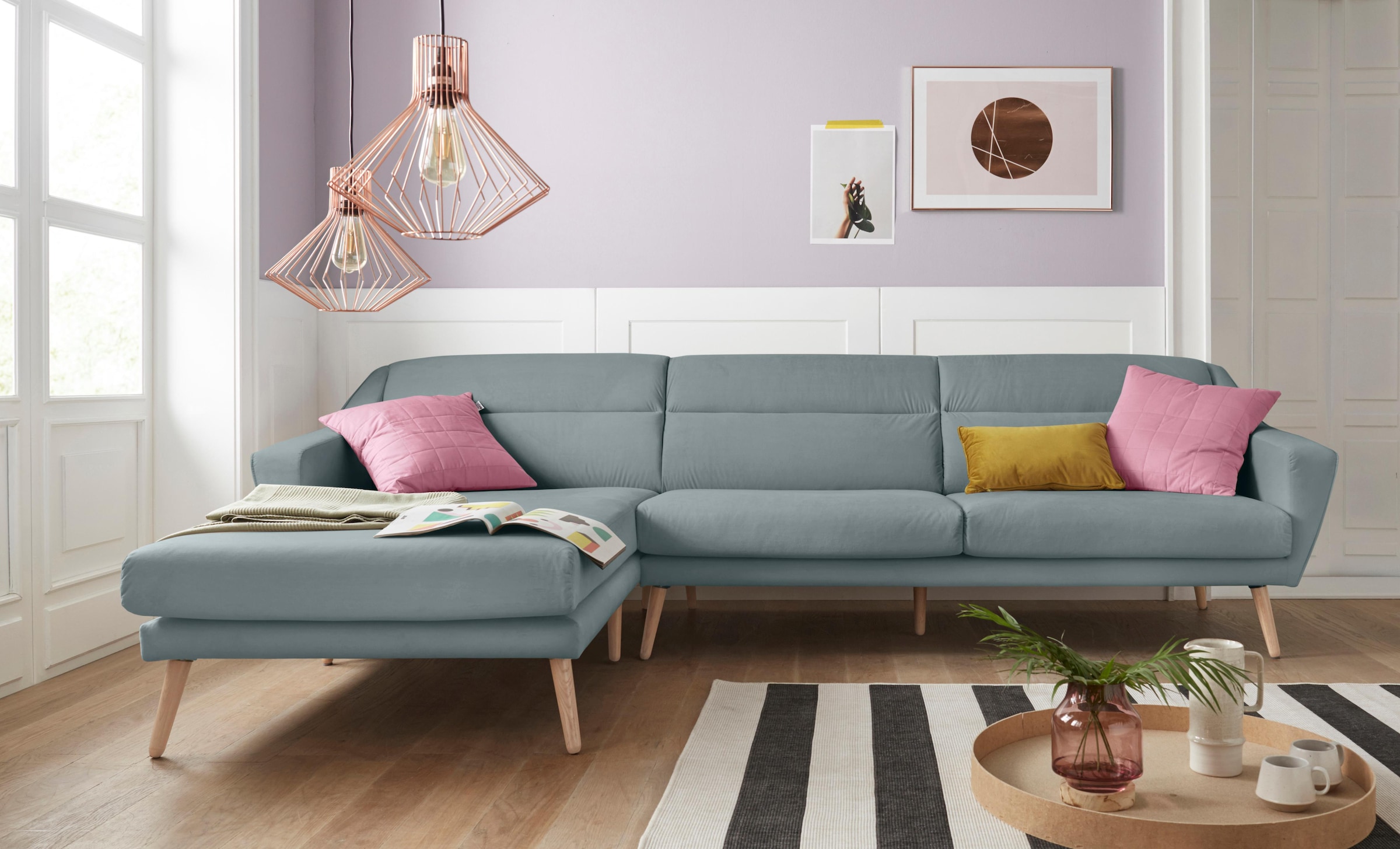 OTTO home Ecksofa "Bille L-Form" mit Naht im Rückenkissen und Beinen aus Ei günstig online kaufen