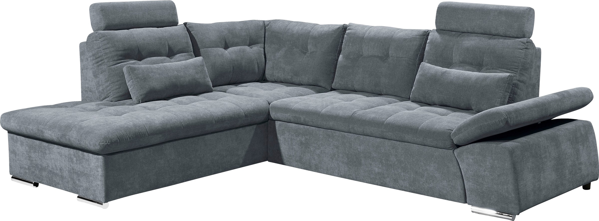 ED EXCITING DESIGN Ecksofa »Nalo L-Form«, mit Bettfunktion, Armteilverstellung, Kopfstützen & 2 Nierenkissen