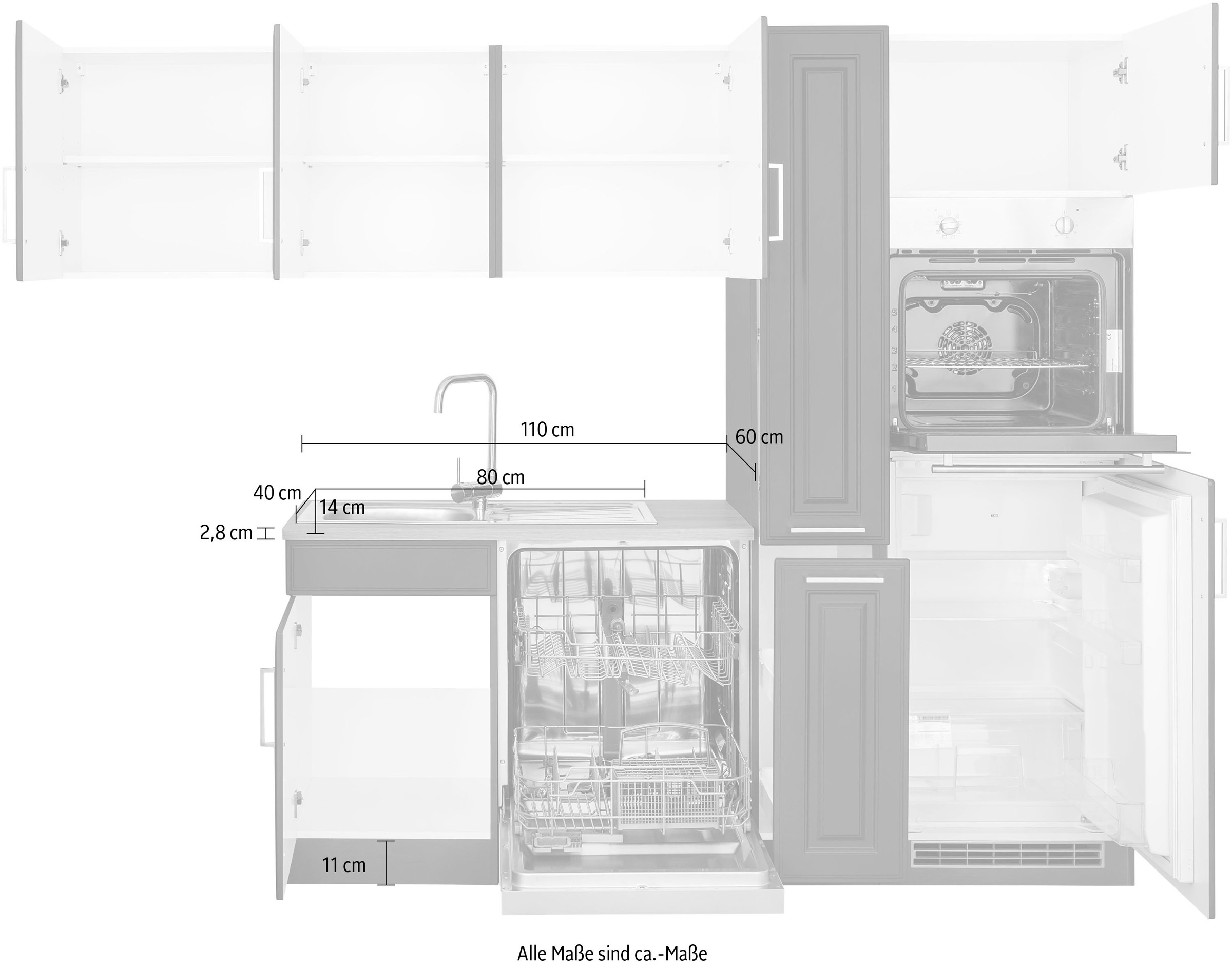 KOCHSTATION Winkelküche »KS-Stockholm«, Stellbreite 260/170 cm, mit hochwertigen MDF Fronten im Landhaus-Stil