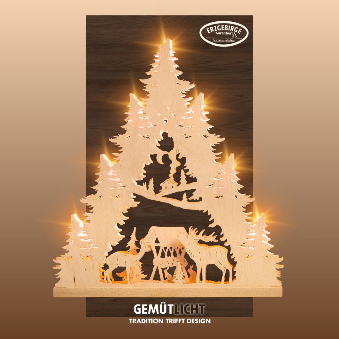 Weigla Lichterbogen "Hirschfamilie, Lichterspitze aus Holz, NATUR, Made in günstig online kaufen