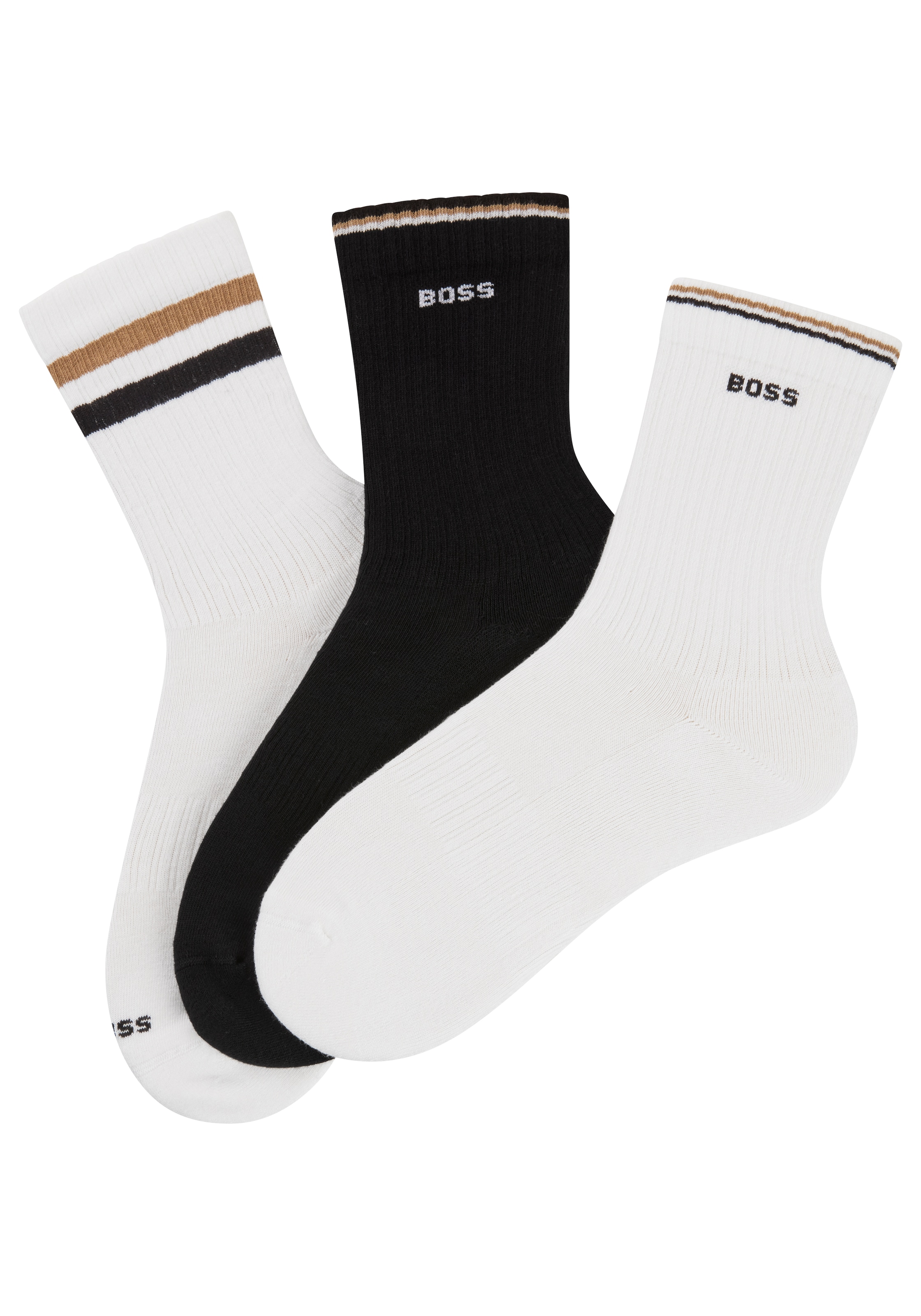 BOSS Socken "3P QS Rib Iconic VB", (3 Paar), mit rippen und sportiven Strei günstig online kaufen