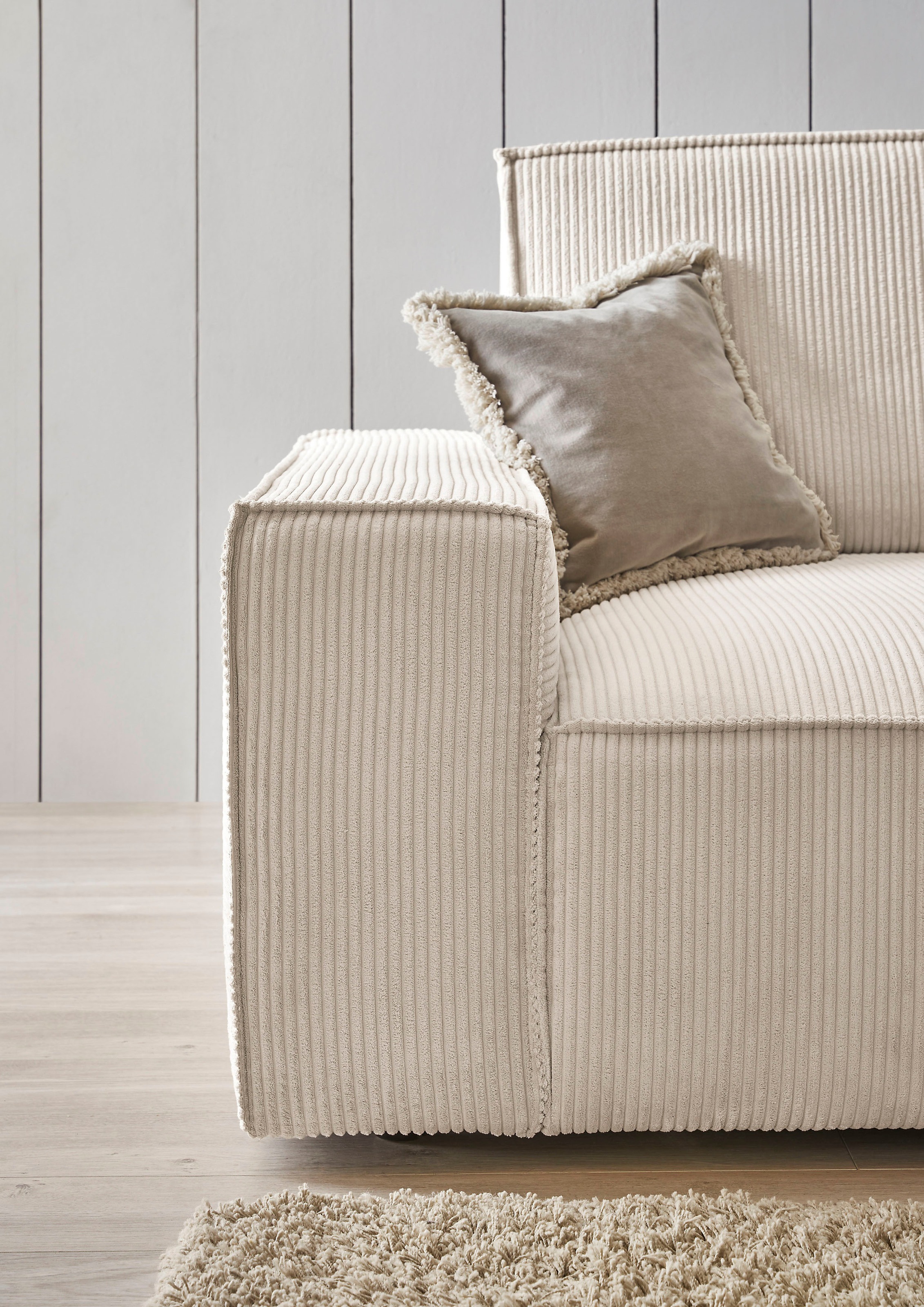 Home affaire Polsterecke »NEU: SHERWOOD XXL tief, L-Form mit Schlaffunktion, Big-Sofa mit Hocker«, (Set, 2 St.), stellbar zum Schlafsofa (Krokodilverbinder), Cord, Leinenoptik