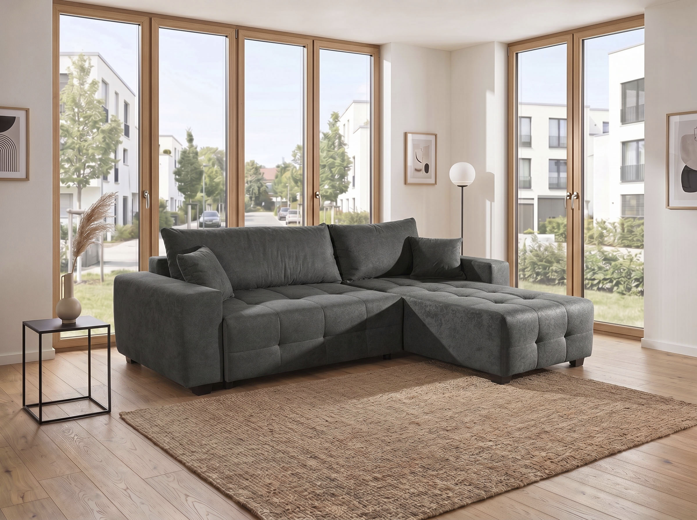 OTTO home Ecksofa "Bella Couch L-Form, B: 234 cm, Zierkissen inklusive" optional Schlaffunktion & Bettkasten, Wohnkomfort