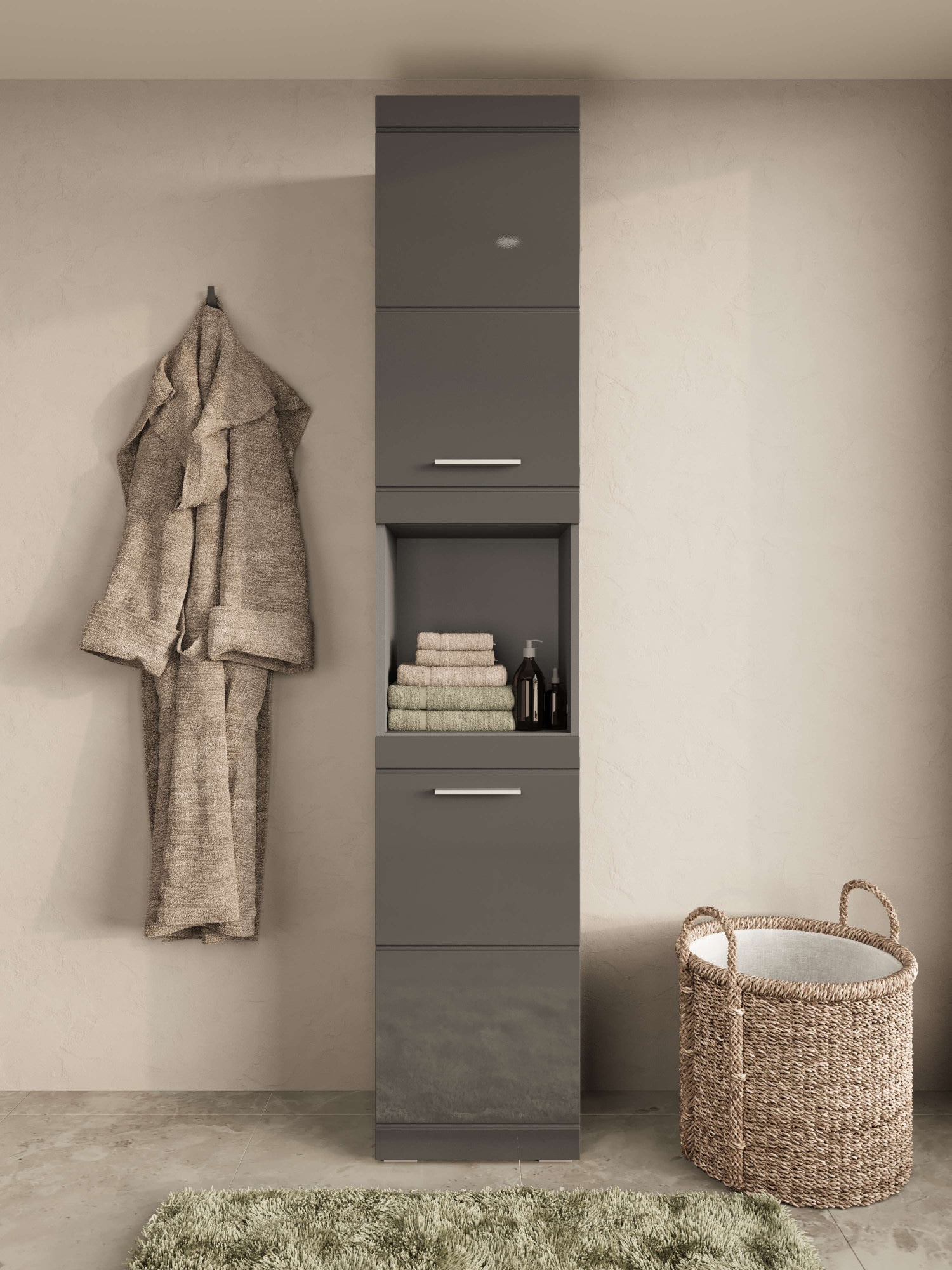 OTTO home Hochschrank »Föhr« minimalistisch, zeitlos, hochglänzend