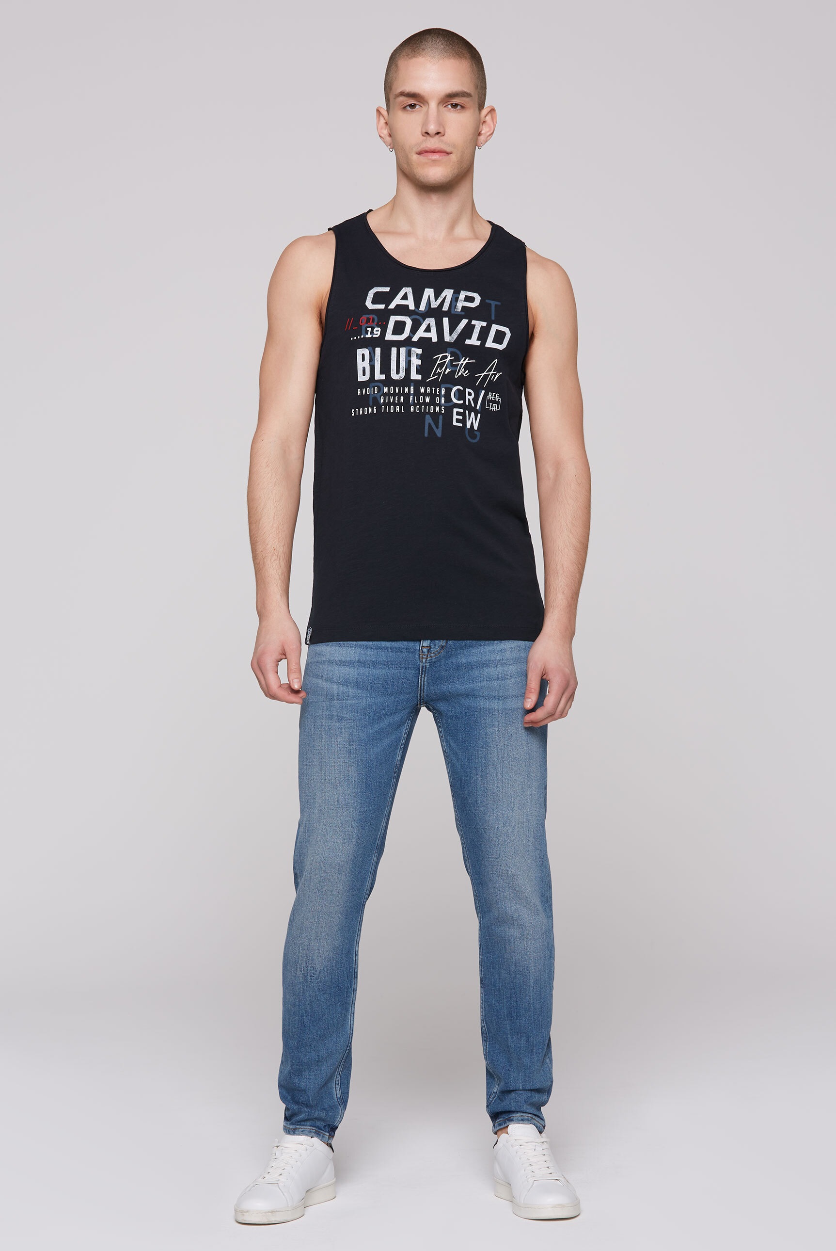 CAMP DAVID Tanktop, mit offenen Kanten an den Ausschnitten