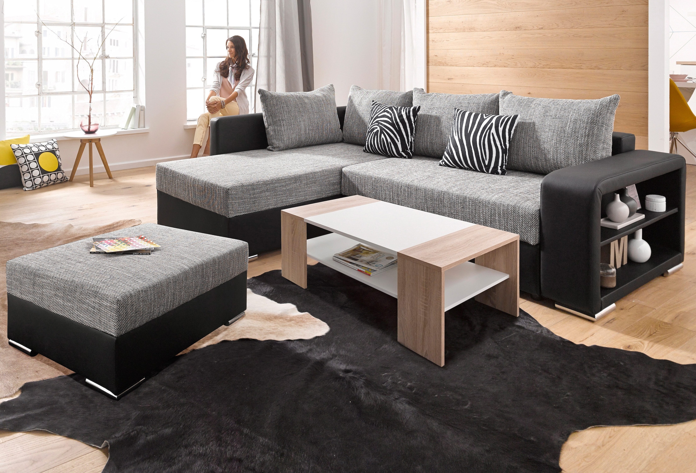 COLLECTION AB Ecksofa »John L-Form«, mit Bettfunktion, wahlweise mit Federkern