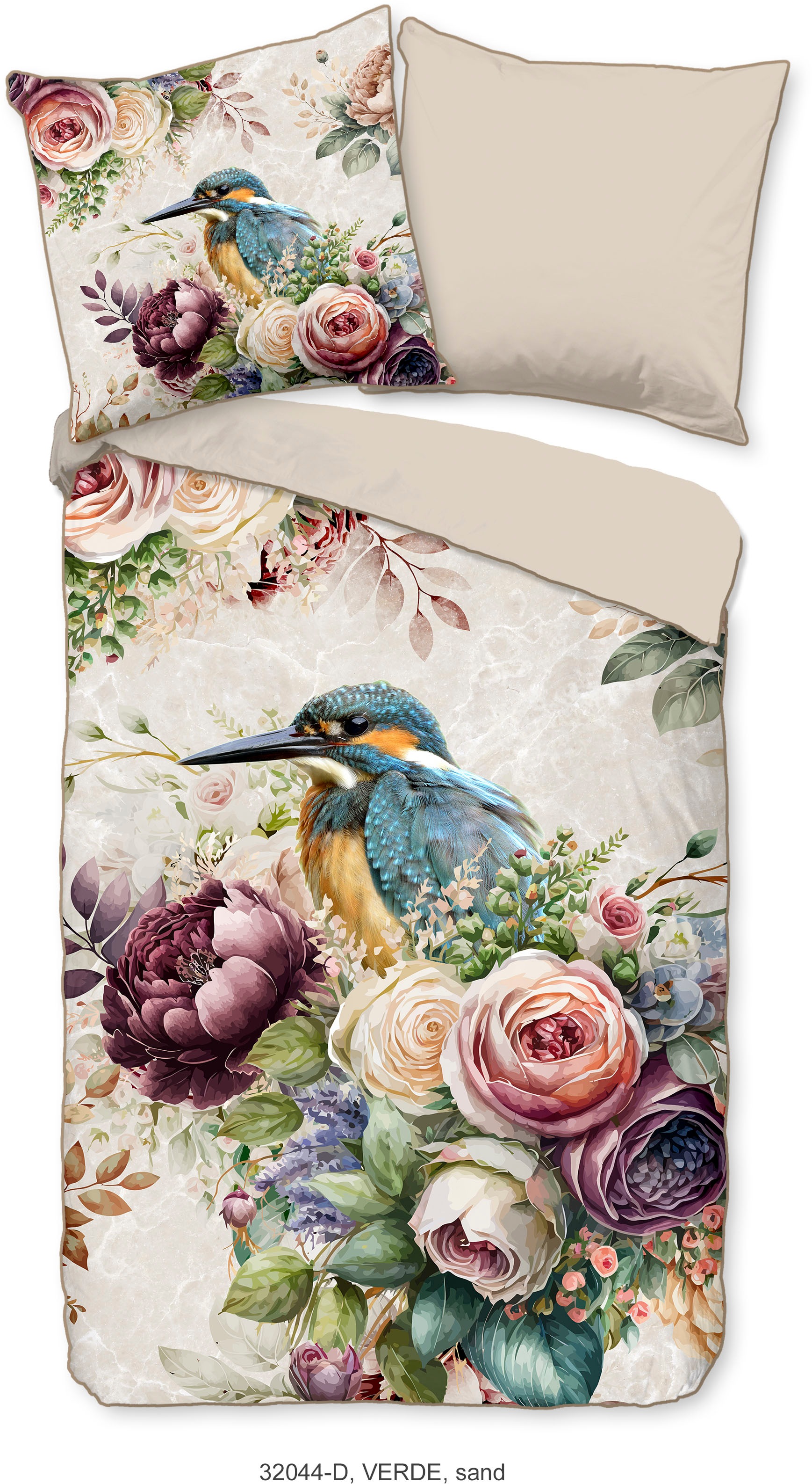 Descanso Wendebettwäsche "Verde" 2 Stk. Mako Satin, 135x200, Biese, Reißver günstig online kaufen