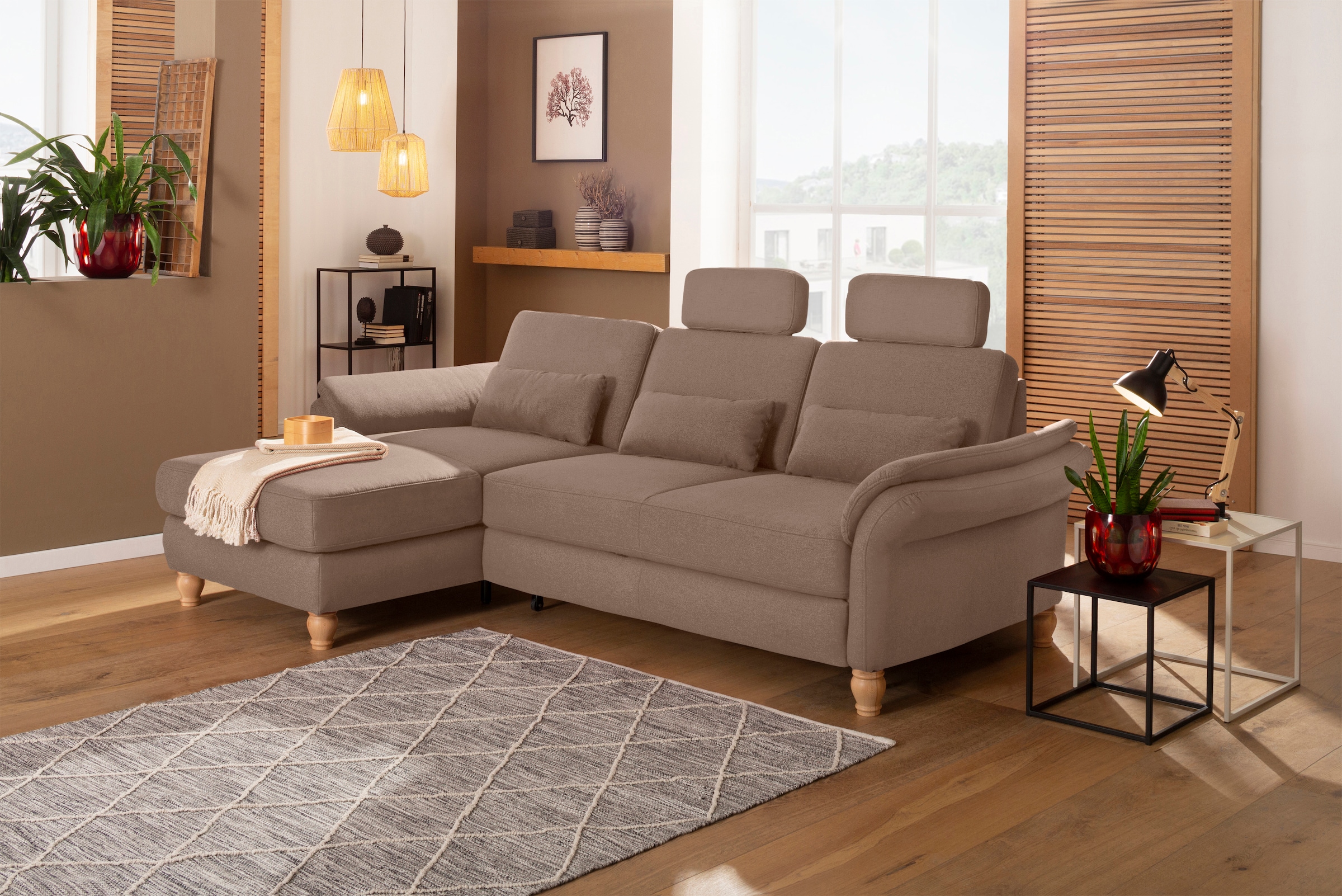 Home affaire Ecksofa "Palace L-Form" incl. Sitztiefenverstellung, wahlweise mit Schlaffunktion und Stauraum