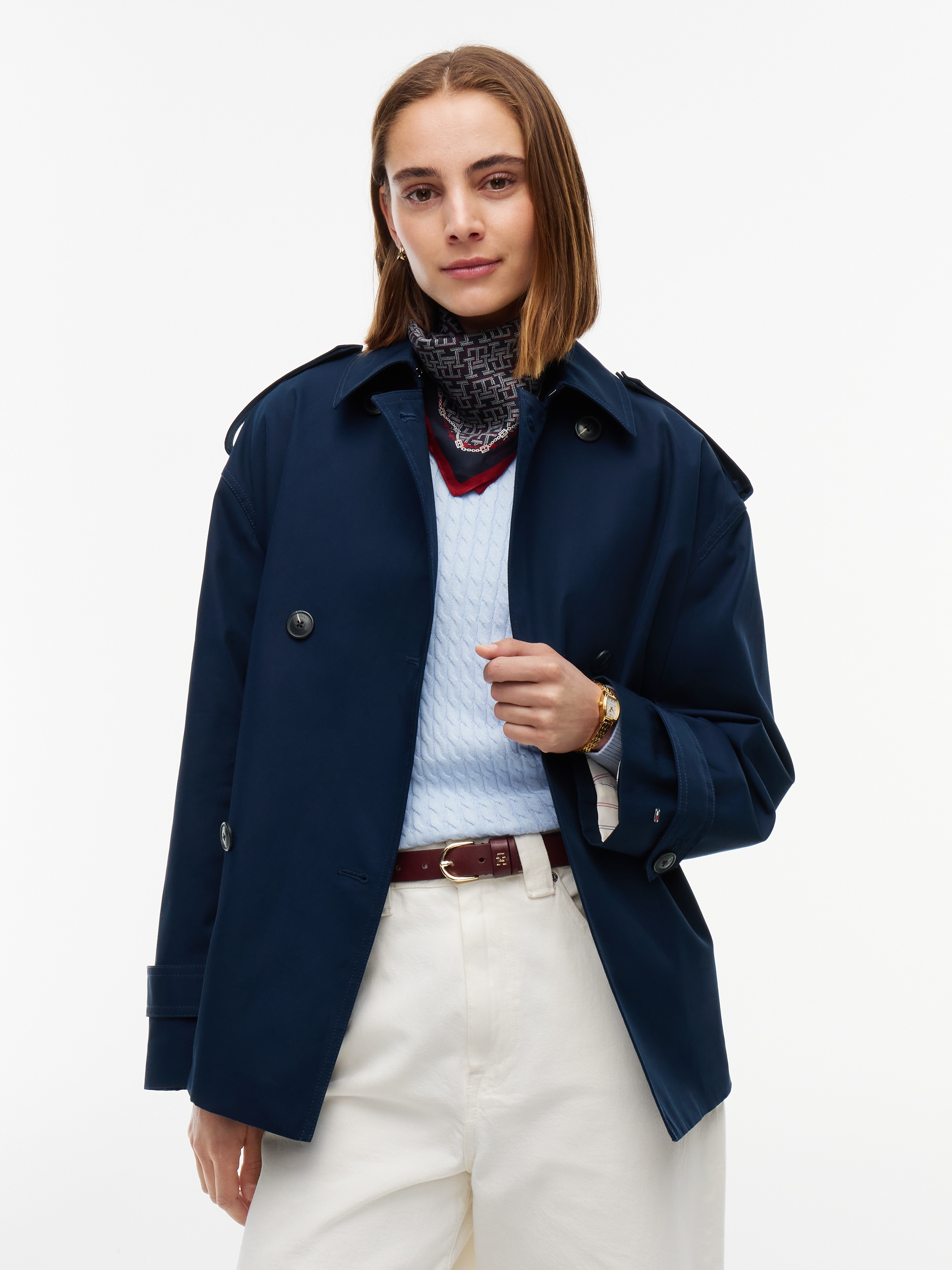 Tommy Hilfiger Kurzjacke "COTTON SHORT TRENCH" Baumwolle, Trenchcoat Style