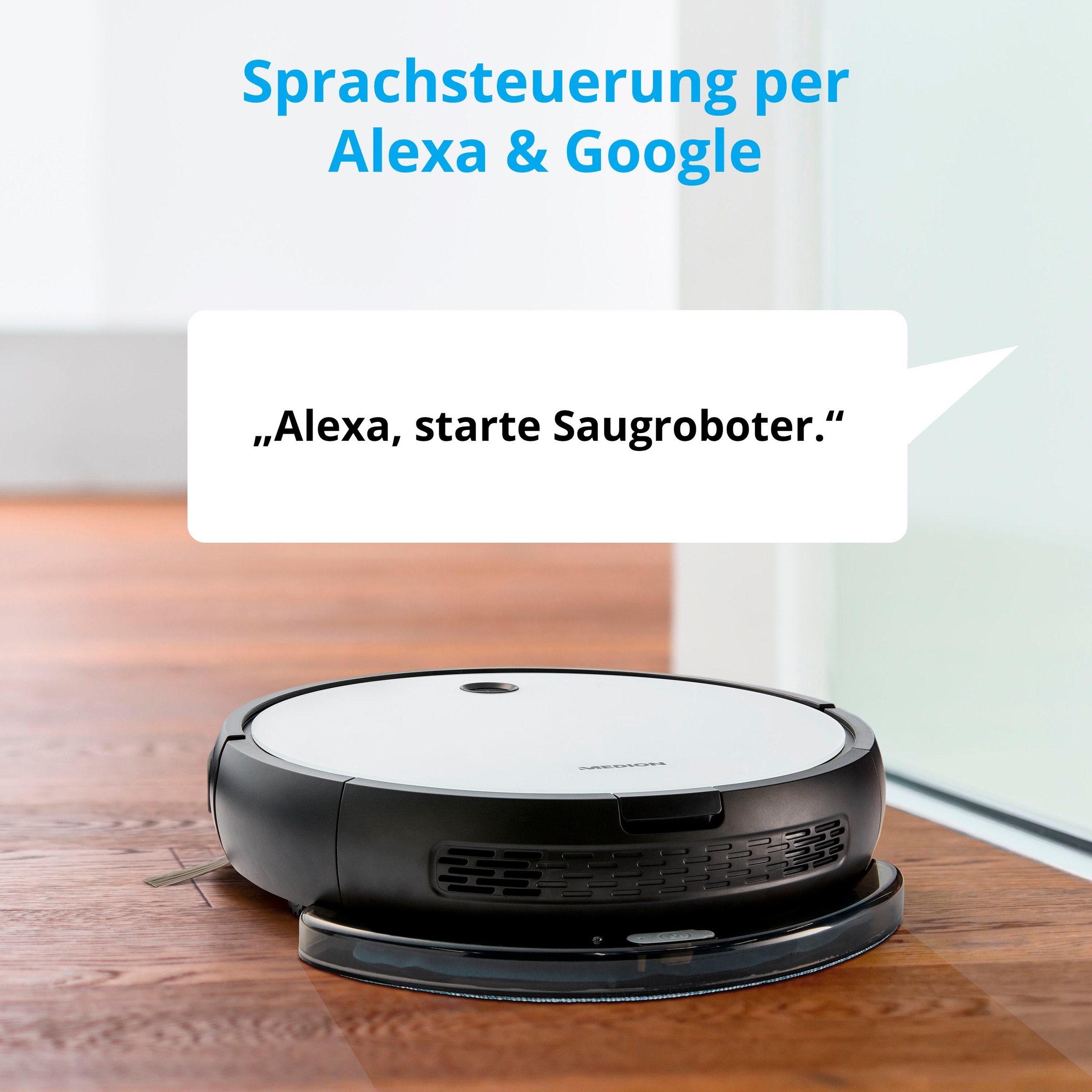 Medion® Nass-Trocken-Saugroboter »S12 SW MD 20041«, App + Alexa Steuerung, Betriebszeit bis zu 110 Min.