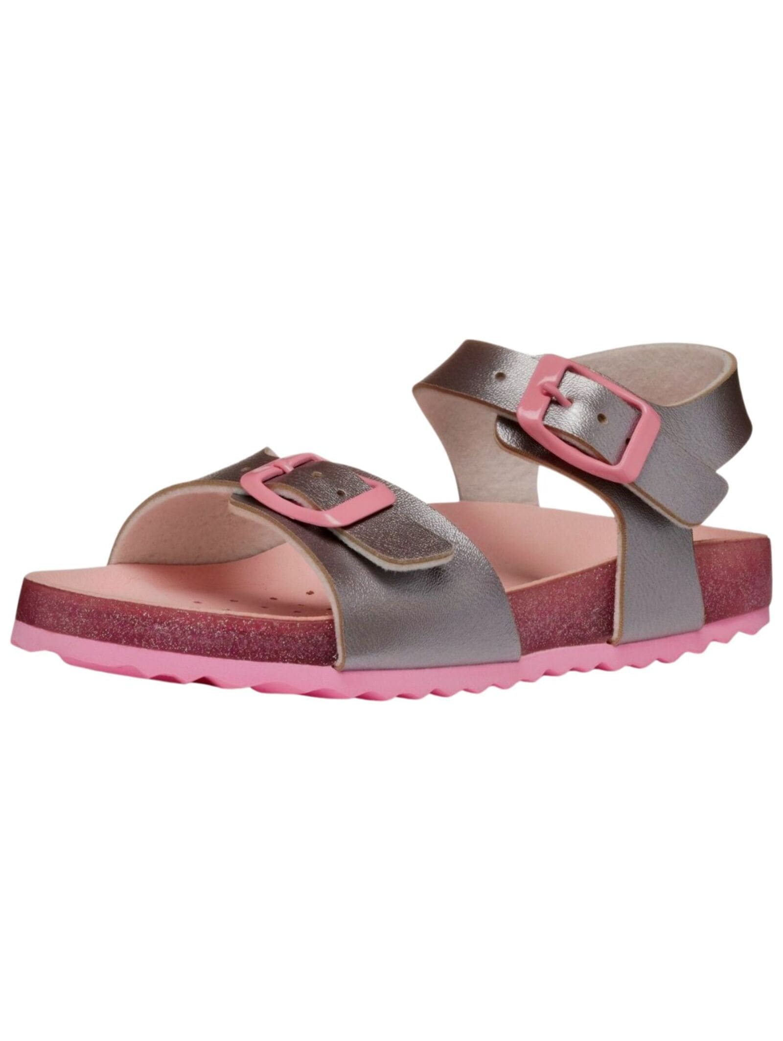 GEOX Kinder Riemchensandalette "Geox Sandalen Lederimitat", Gr. 33, silber, Lederimitat, Schuhe