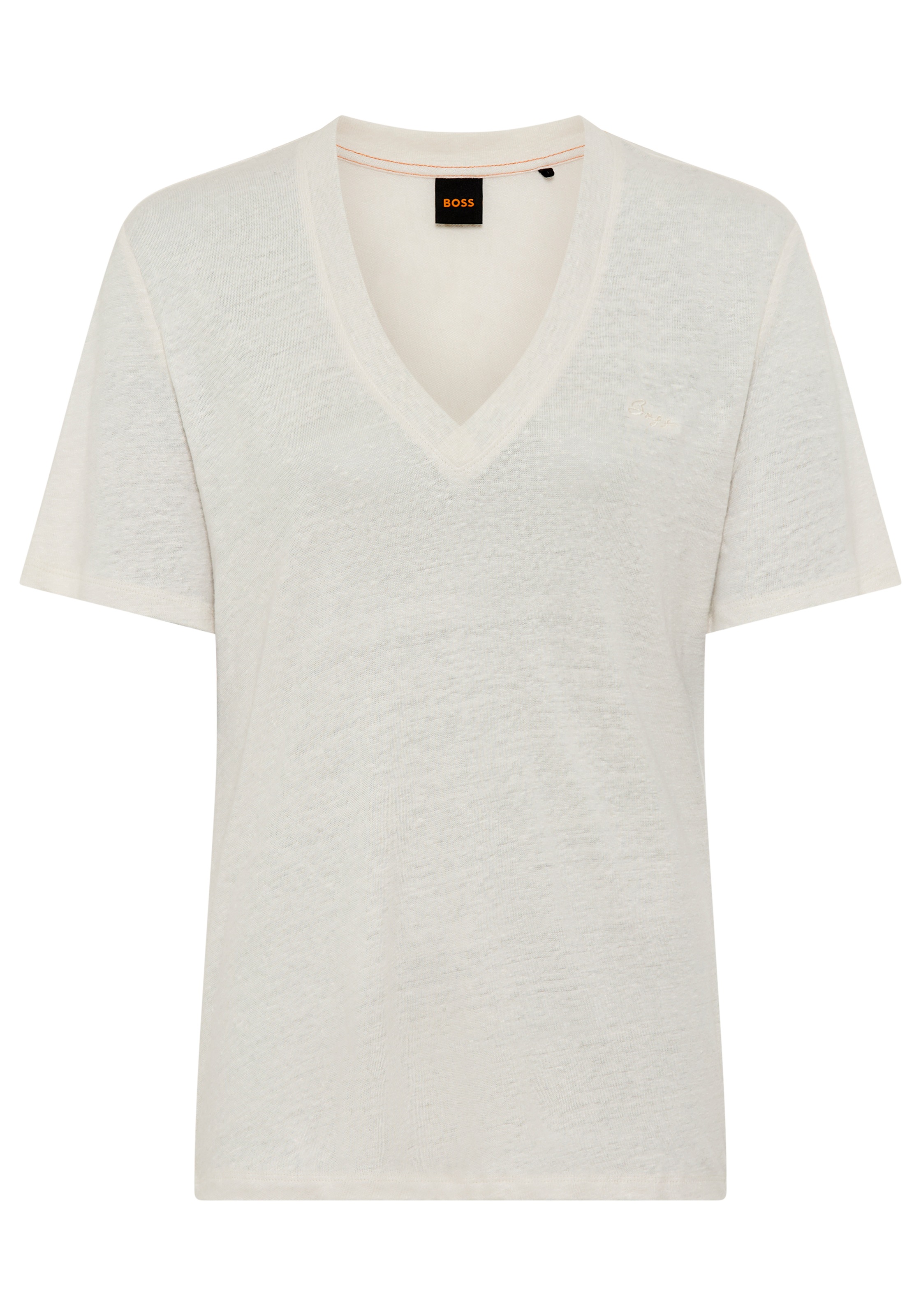 BOSS ORANGE T-Shirt »Ela Premium Damenmode« aus Leinen, V-Ausschnitt
