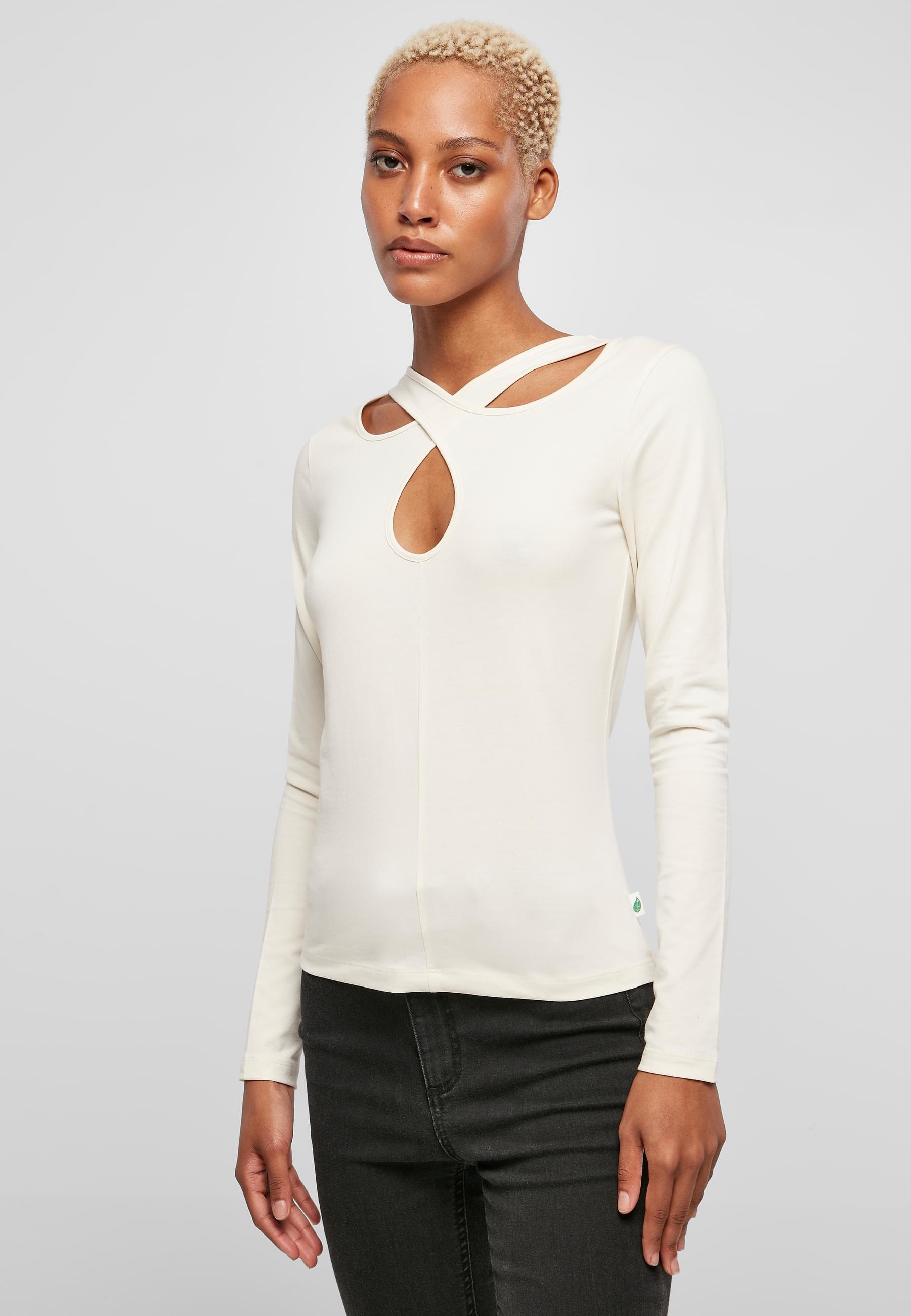 URBAN CLASSICS Longsleeve »Urban Classics Damen Ladies Crossed Cut Out Longsleeve«, (1 tlg.)