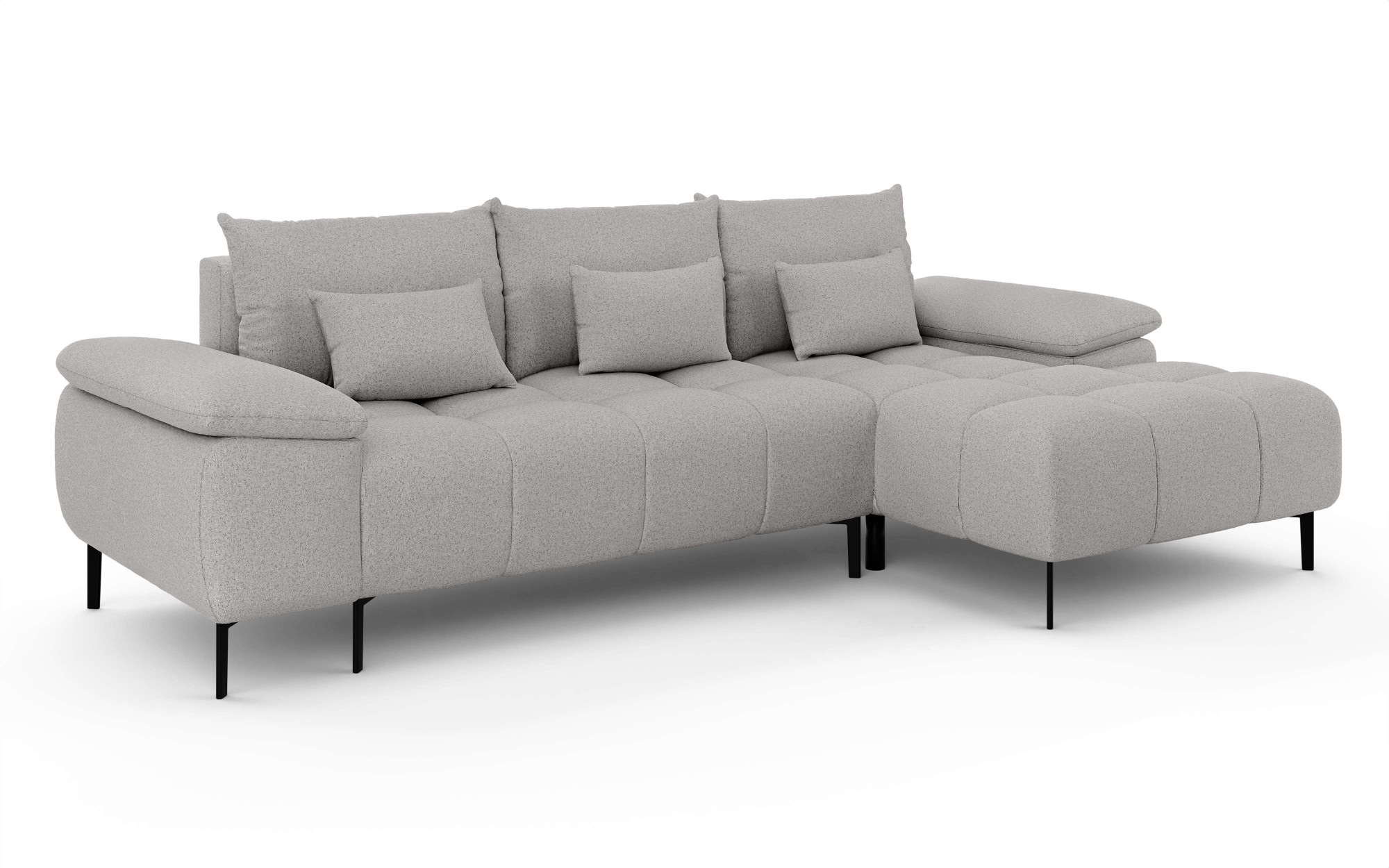 INOSIGN Ecksofa »DROMARA Schlafsofa mit Bettkasten, Maße: B/T/H 277/141/91 cm«, L-Form mit Recamiere rechts/links bestellbar, Wellenunterfederung
