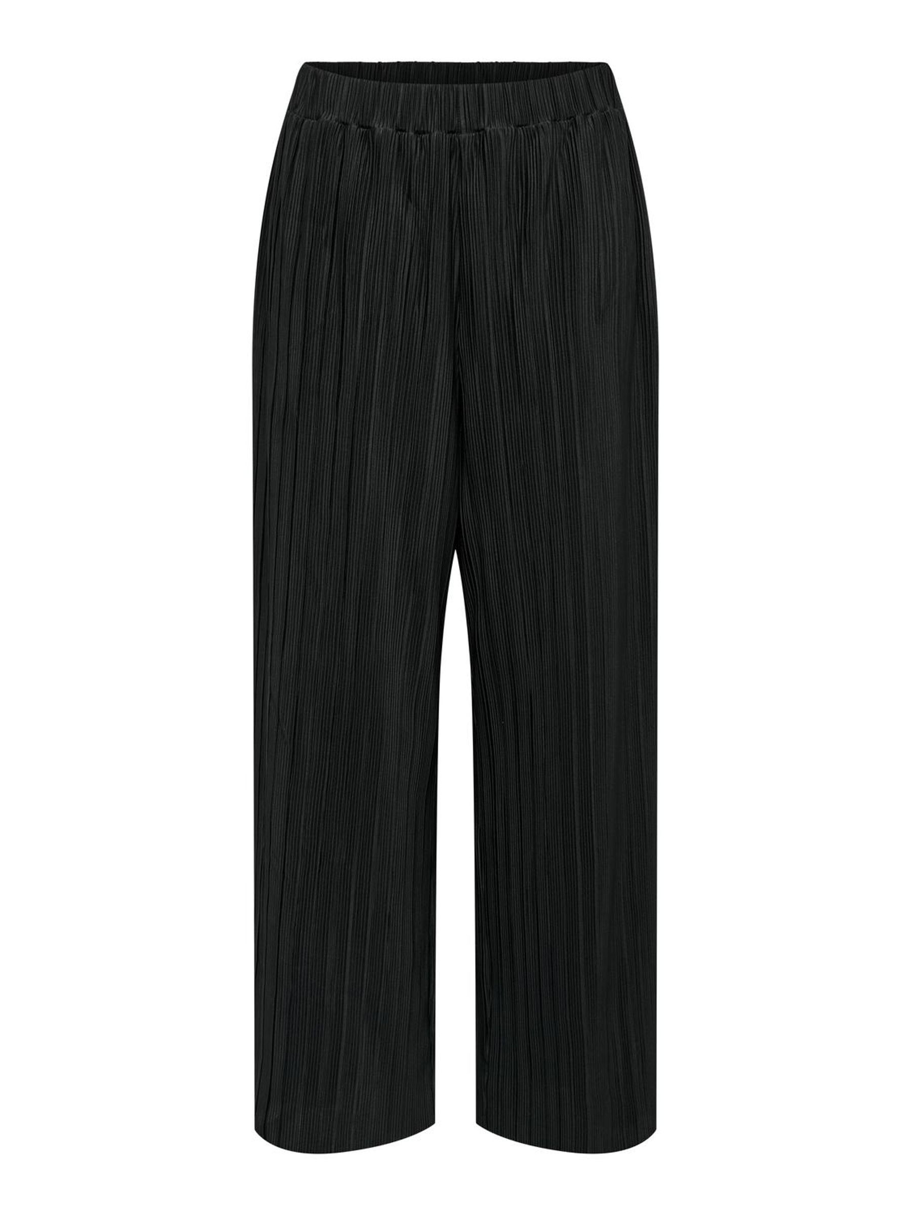 Jerseyhose ONLY "ONLEMMA – Weite Hose mit Gummizug und softer Ripp-Qualität", Damen, Gr. XS (34), N-Gr, schwarz, Jersey, Obermaterial: 65% Polyester, 30% Viskose, 5% Elasthan, unifarben, weit knöchellang, Hosen Jerseyhose, weiter Schnitt, elastischer Bund 6