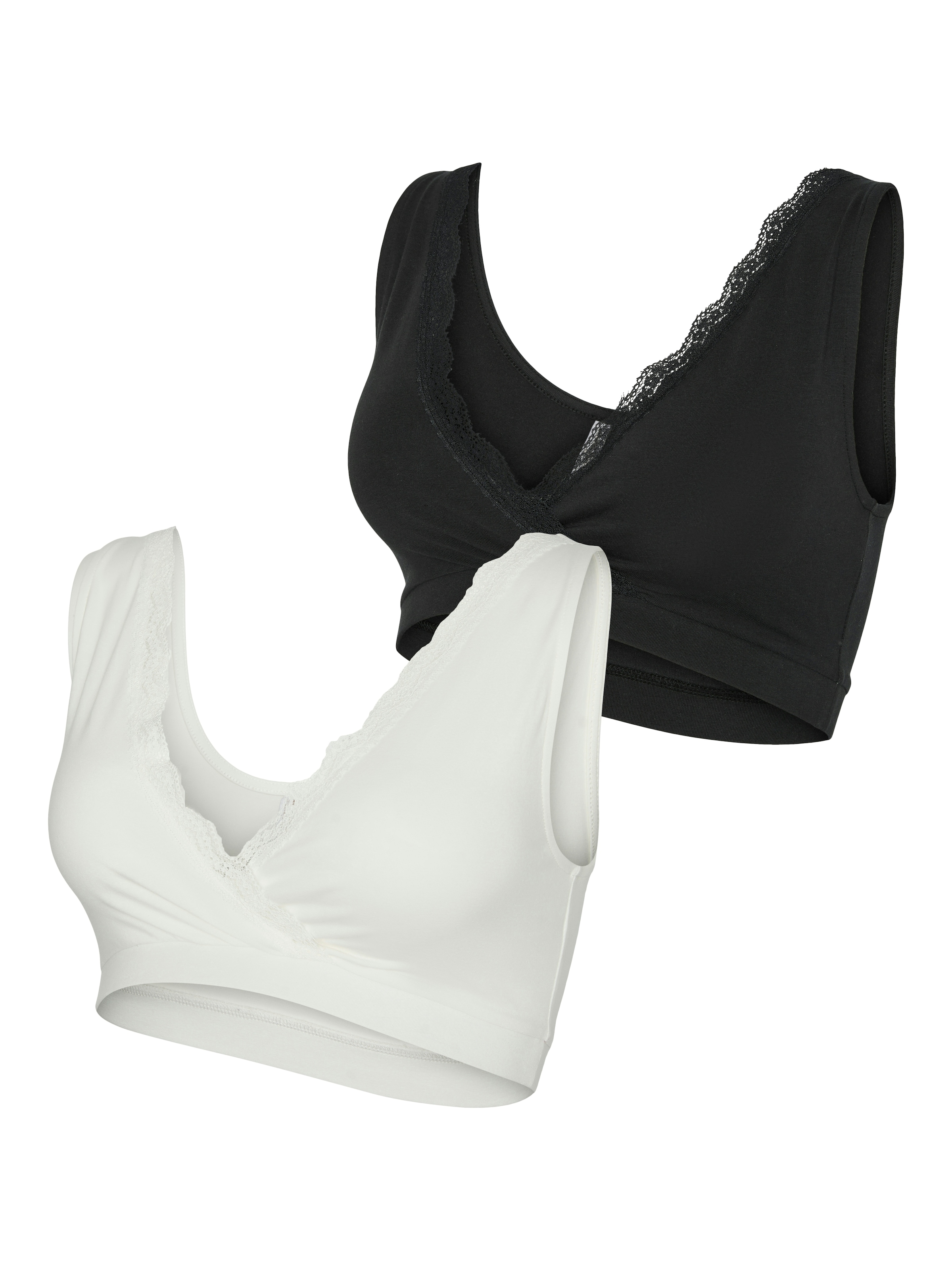 Mamalicious Bustier "MLHELENA CROSSY LACE BRA 2F 2-P NOOS" Packung, 2 Stk. aus Baumwollmischung mit Jersey, in elastischer Qualität