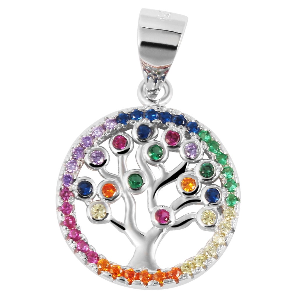 Adelia´s Kettenanhänger »Anhänger Lebensbaum aus 925 Silber mit Zirkonia«