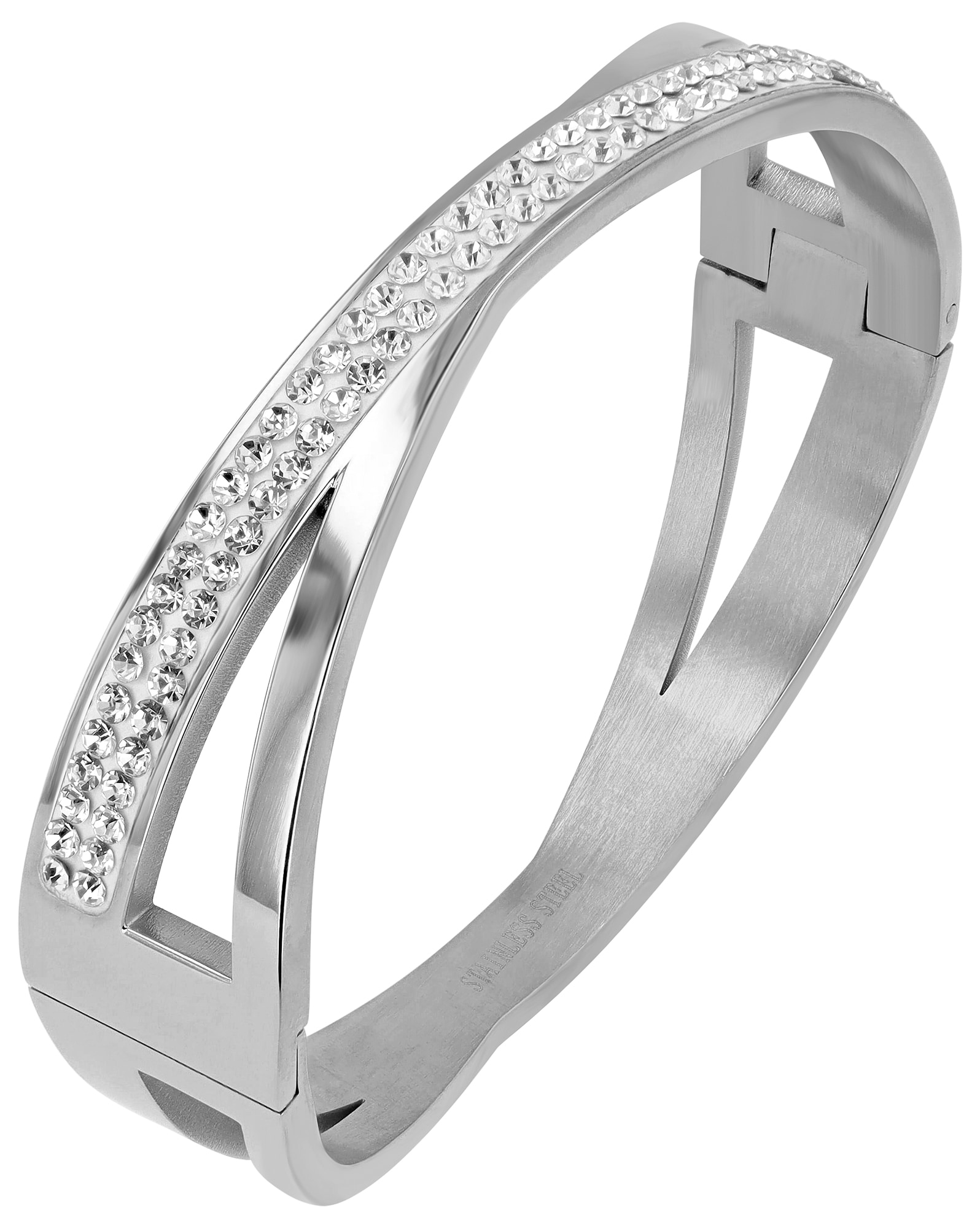 Adelia´s Armreif »Armband – Armreif aus Edelstahl mit Strass Steinchen Ø 6,0 cm cm« Eine schöne Geschenkidee für jeden Anlass