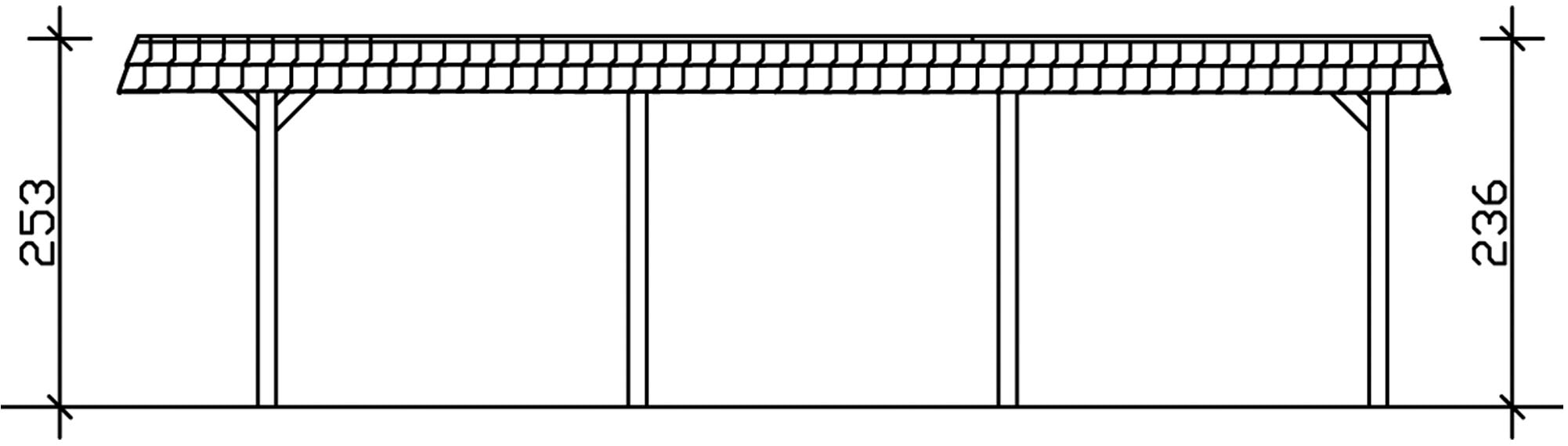 Skanholz Doppelcarport »Wendland«, Leimholz-Fichte, 550 cm, Eiche hell, mit Aluminiumdach, rote Blende
