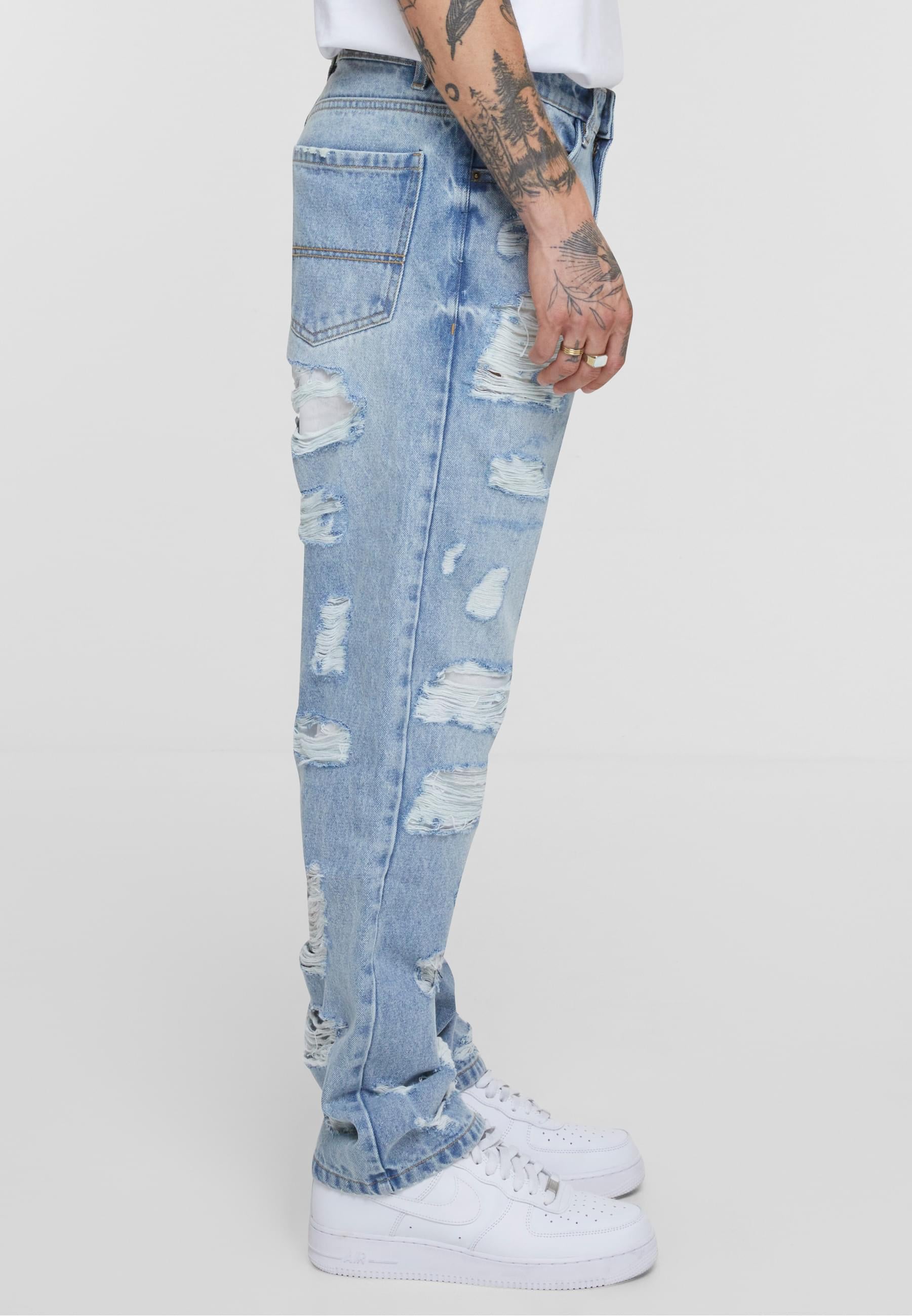 URBAN CLASSICS Bequeme Jeans »Urban Classics Heavy Ounce Straight Fit Heavy Destroyed Jeans«