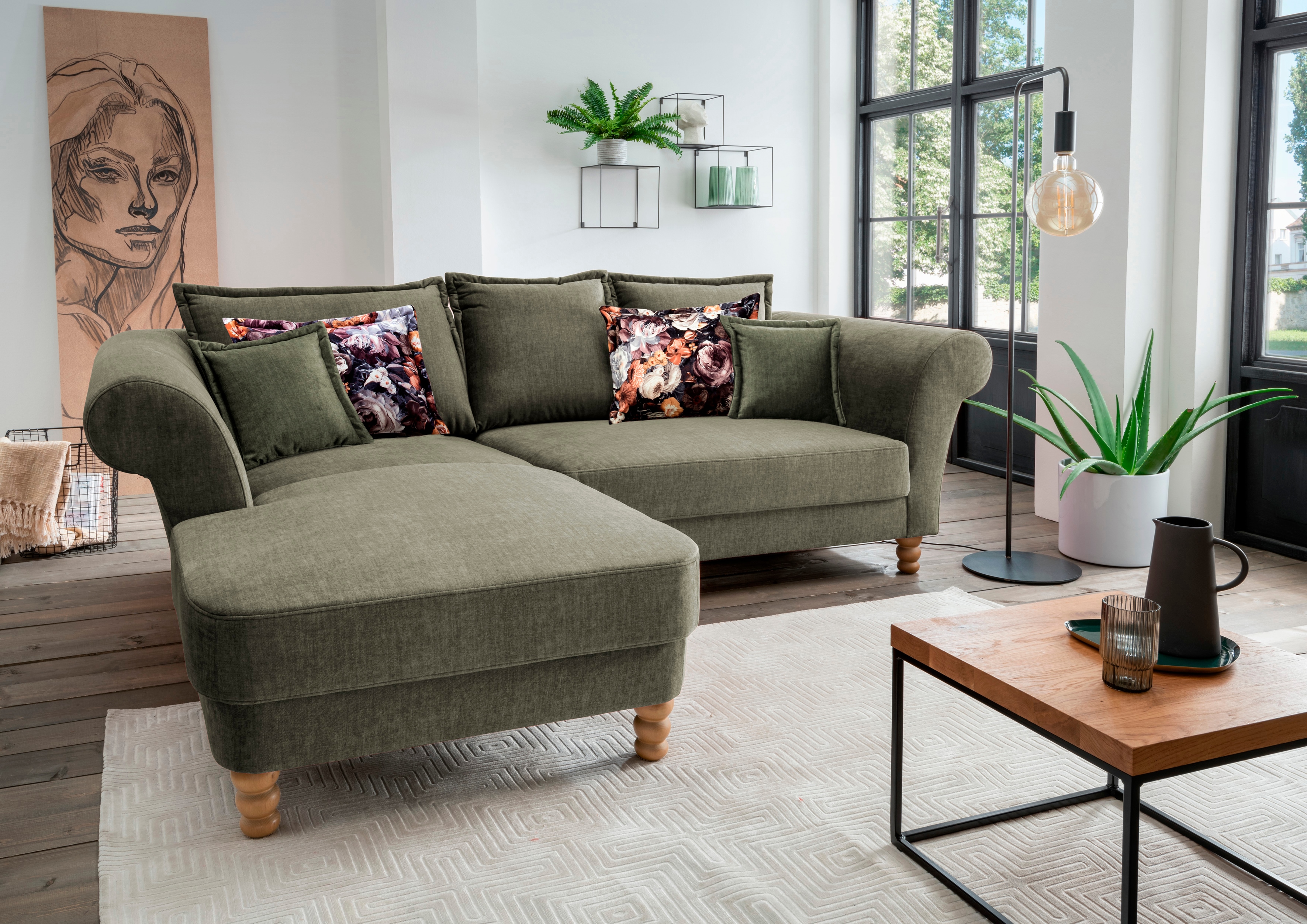 Home affaire Ecksofa "Tassilo Mega Polsterecke mit Kaltschaum im Sitz, bequem, L-Form" hoher Sitzkomfort, Breite 262cm, Komfortsitzhöhe 48cm, zeitlos elegant