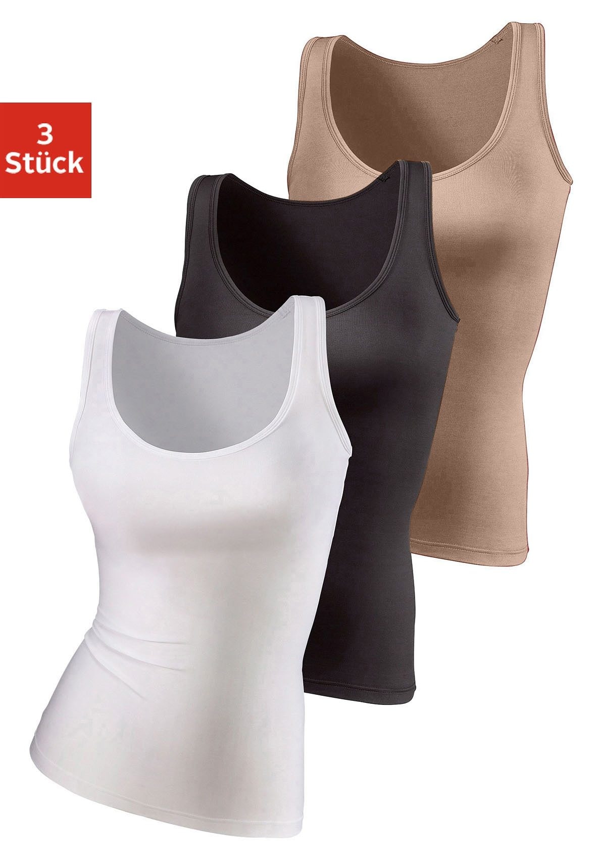 Vivance active Unterhemd, (3er-Pack), aus weicher Microfaser, Tanktop, Unterziehshirt