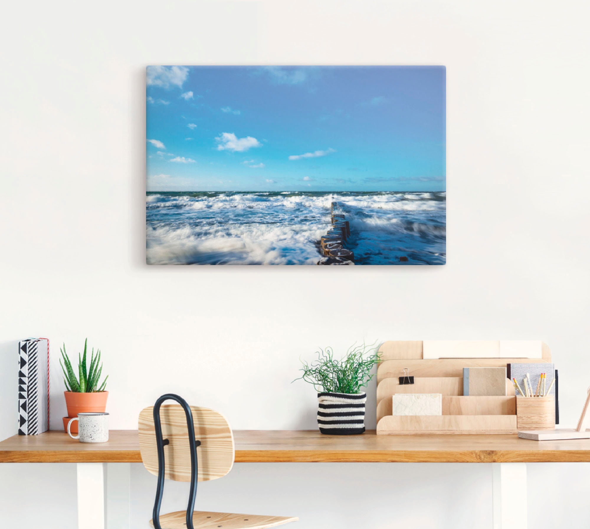 Artland Leinwandbild »Buhnen an der Küste der Ostsee III«, Gewässer, (1 St.), auf Keilrahmen gespannt