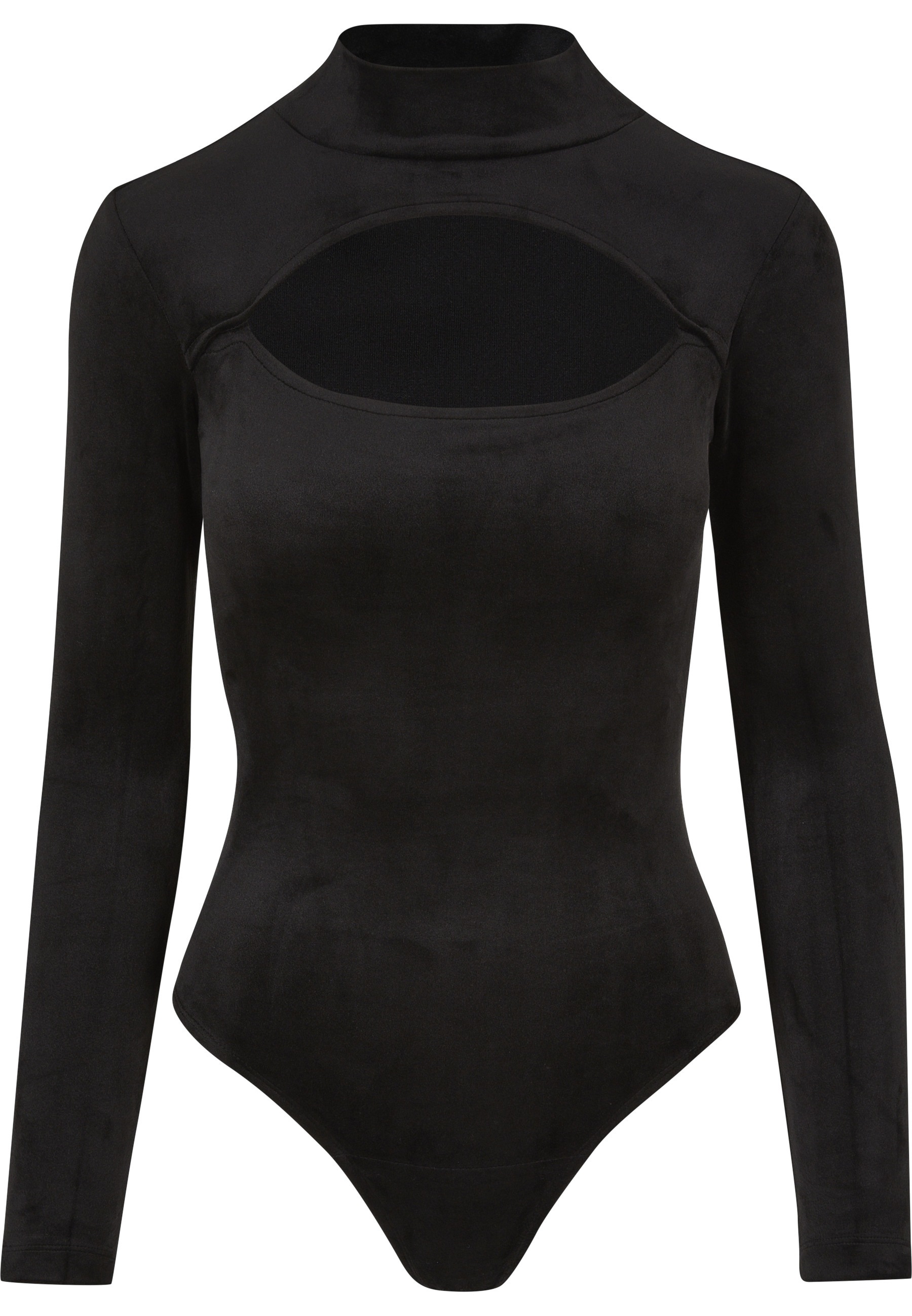 URBAN CLASSICS Damen Body "Urban Classics Damen Ladies Velvet Cut-Out Turtleneck Body"schwarz, Gr. M, 93% Polyester, 7% Elasthan, Bodys