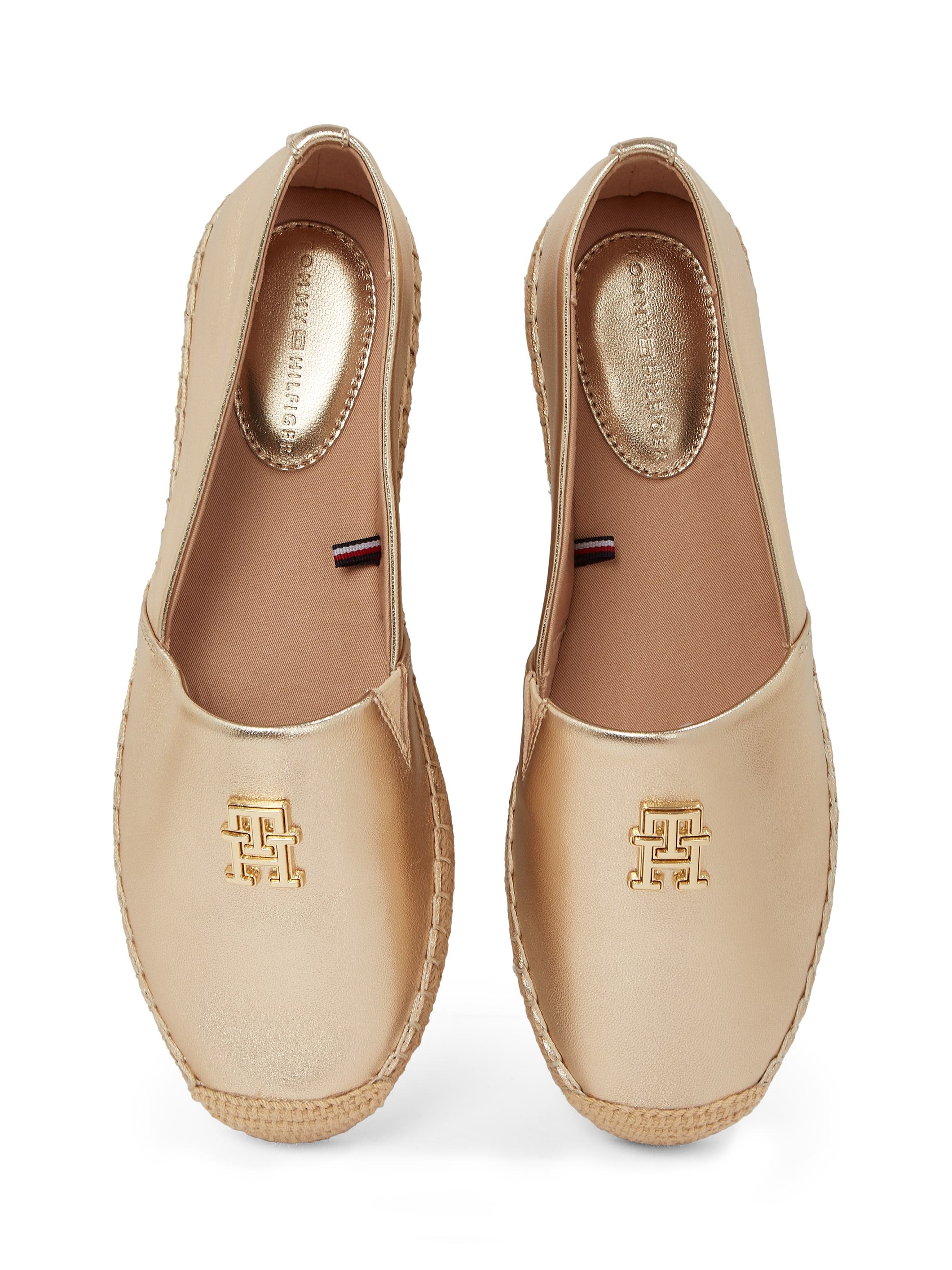 Tommy Hilfiger Espadrille »TH LOGO METALLIC LEATHER ESPAD«, Sommerschuh, Slipper, Schlüpfschuh mit TH-Schmuckelement