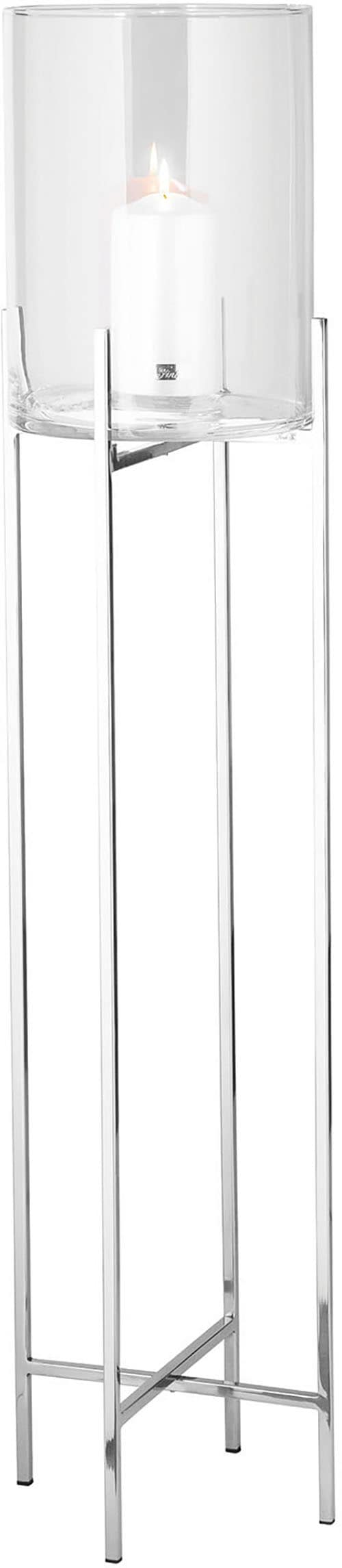 Fink Windlicht »ODEON«, (1 St.), Kerzenhalter aus Edelstahl und Glas, Ø ca.  25 cm | BAUR