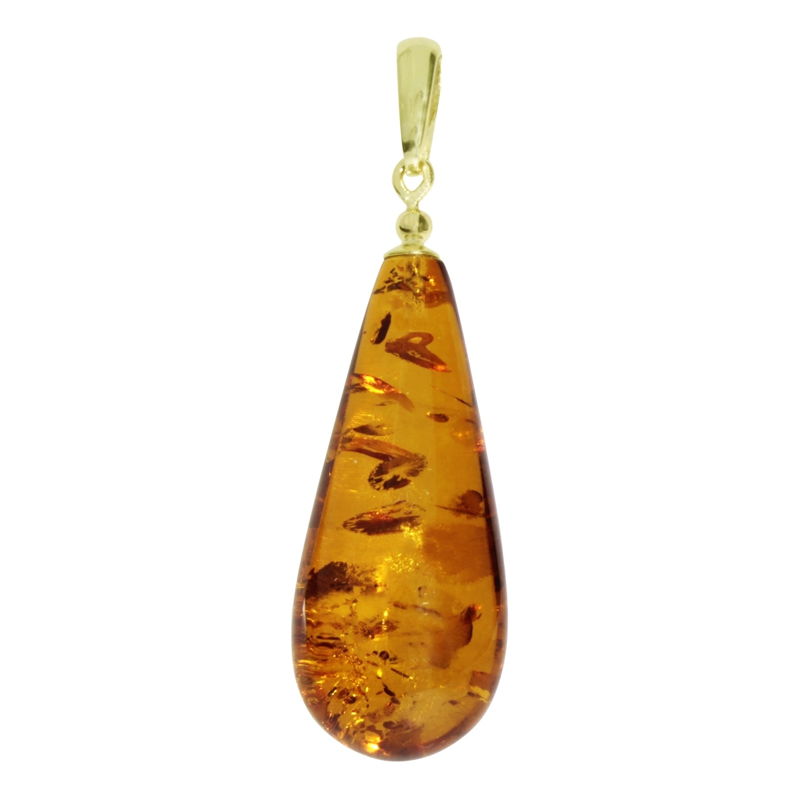 Kettenanhänger OSTSEE-SCHMUCK "- Klassisch 40 mm - Gold 333/000 - Bernstein -" Gr. 43, gold (gold 333, goldfarben, gelb), Schmuckanhänger, Damen, Bernstein, Kettenanhänger