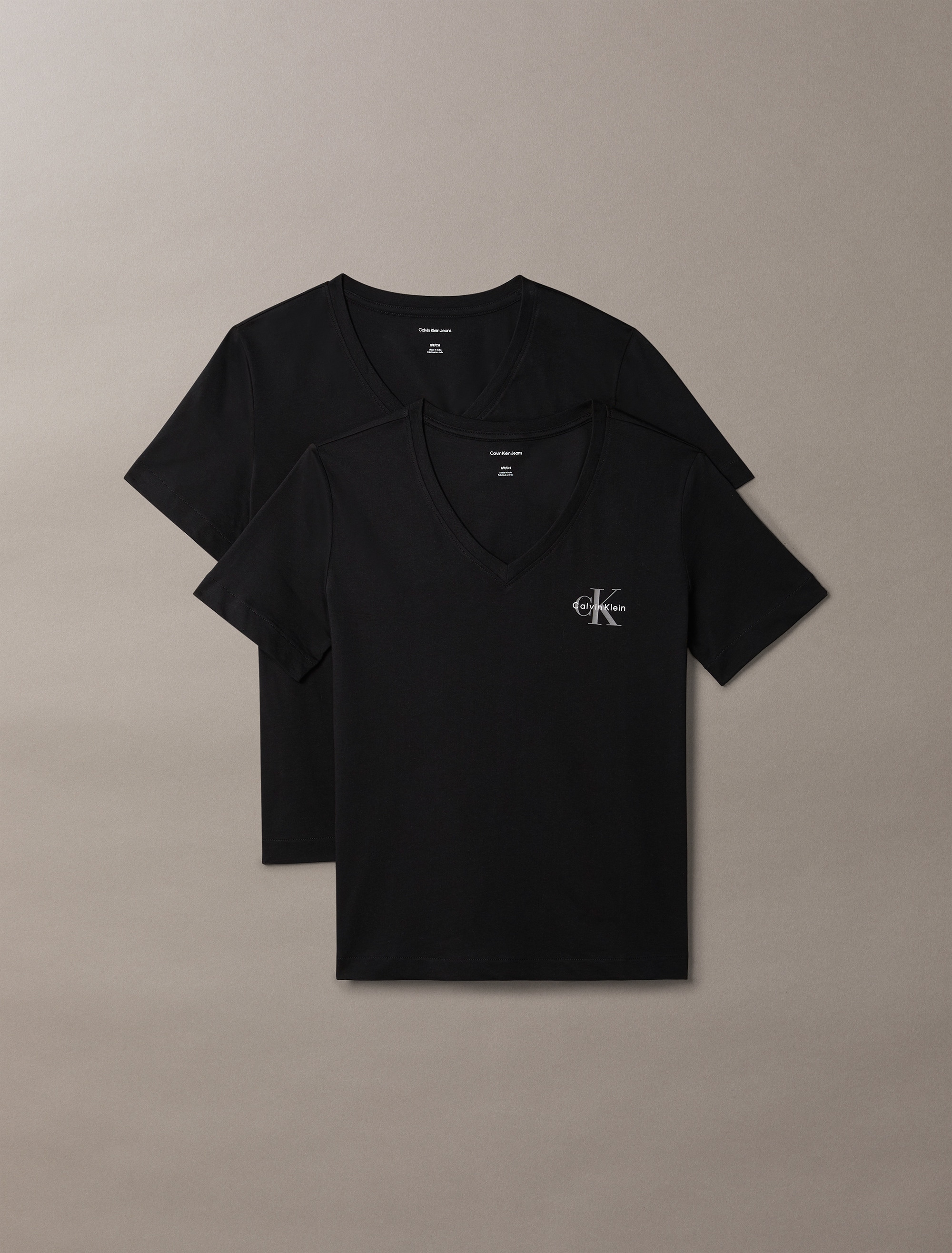 Calvin Klein Jeans Kurzarmshirt »A- Logo VN 2 pack Tee«, (Packung, 2er-Pack), Mit V-Ausschnitt
