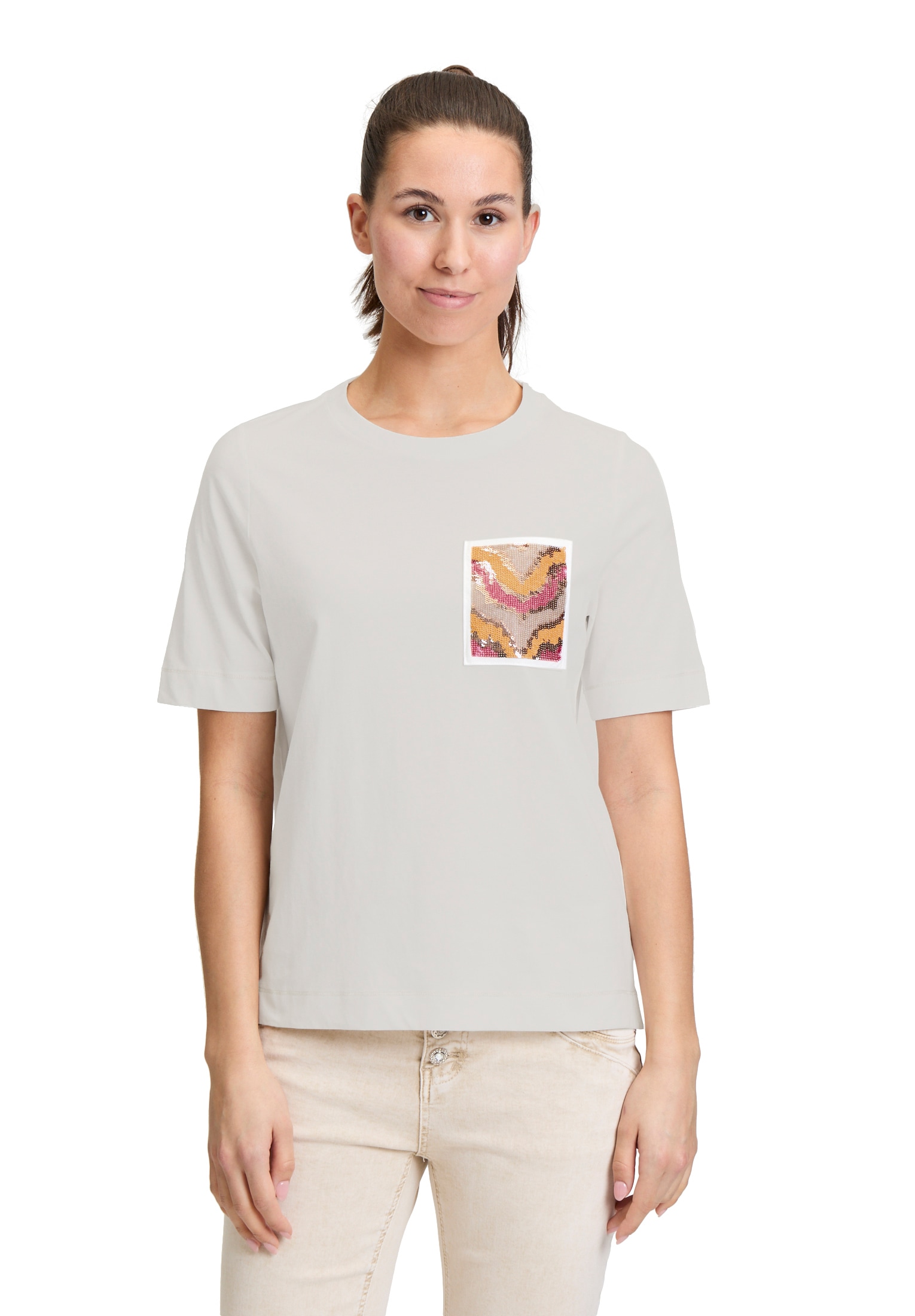 Cartoon Kurzarmshirt "Damen mit Rundhalsausschnitt", 1 Stk. Stickerei günstig online kaufen