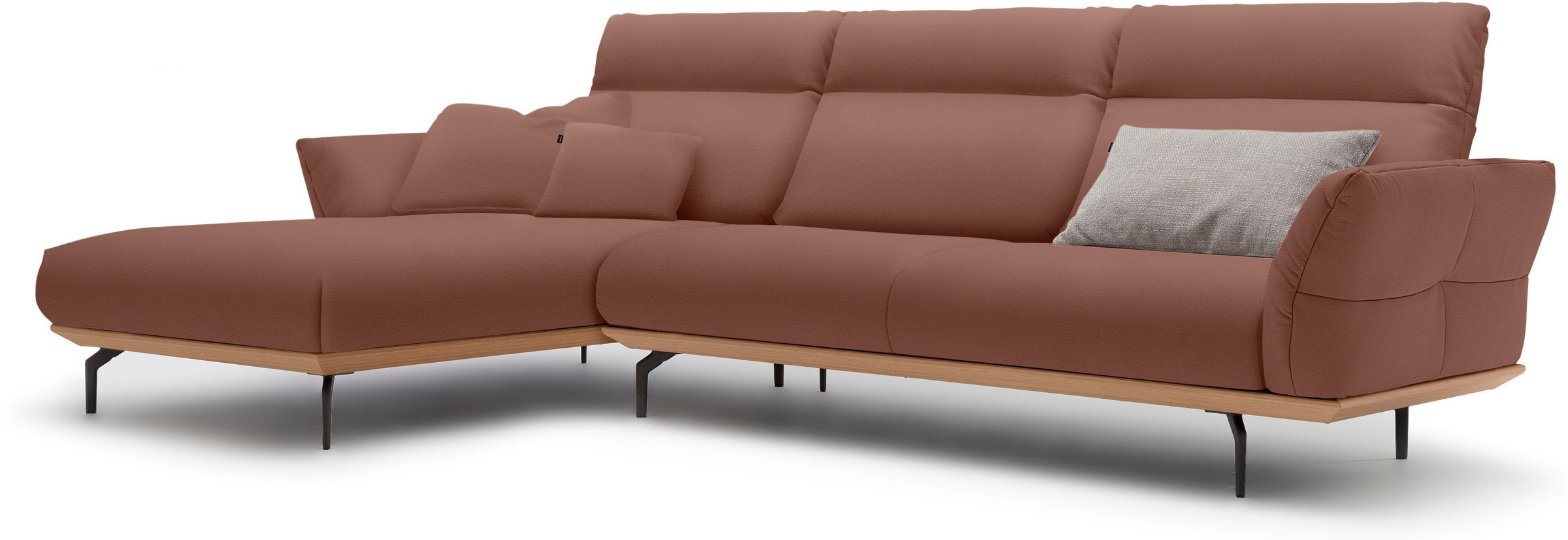 Creation BY ROLF BENZ Ecksofa »CR.460«, Sockel in Eiche, Winkelfüße in Umbragrau, Breite 318 cm