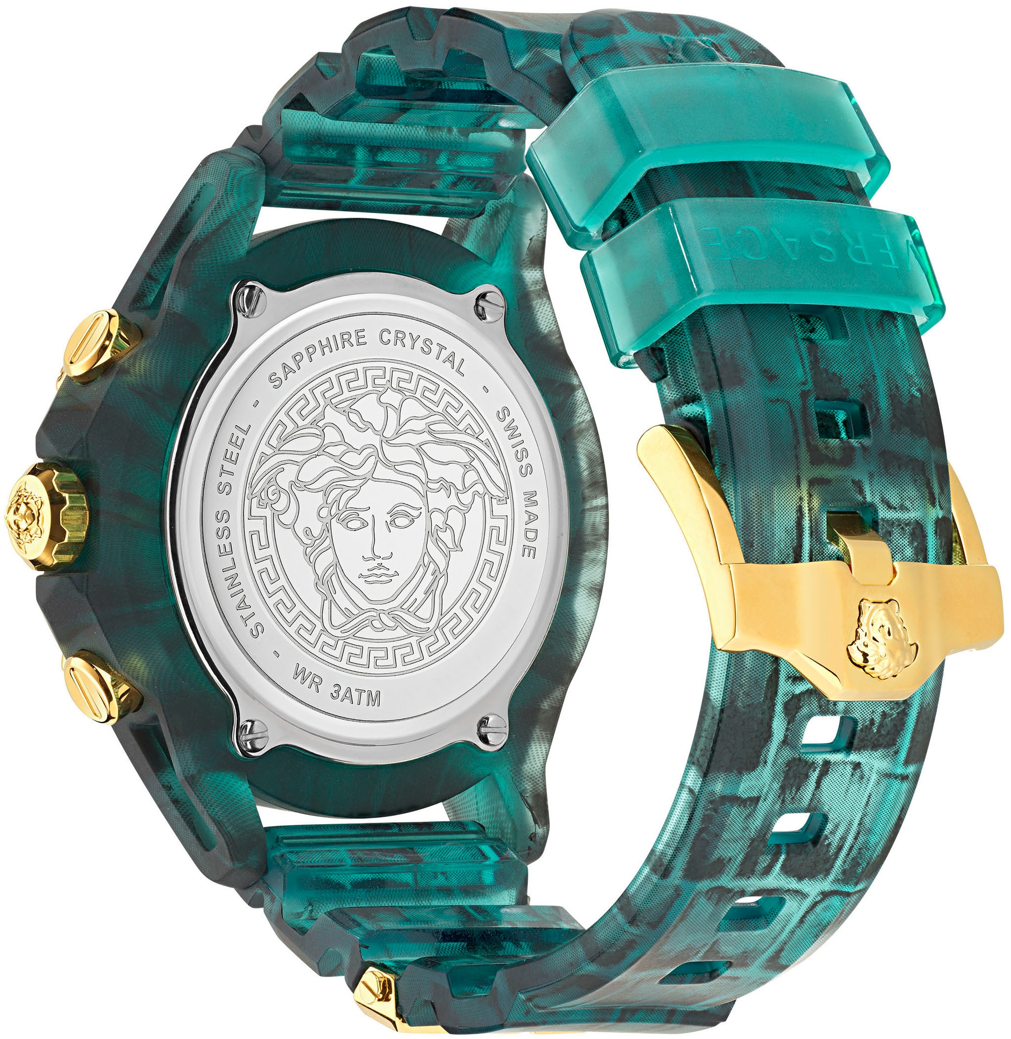 Versace Chronograph »ICON ACTIVE«, Quarzuhr, Armbanduhr, Damenuhr, Herrenuhr, Swiss Made, Polyurethanband