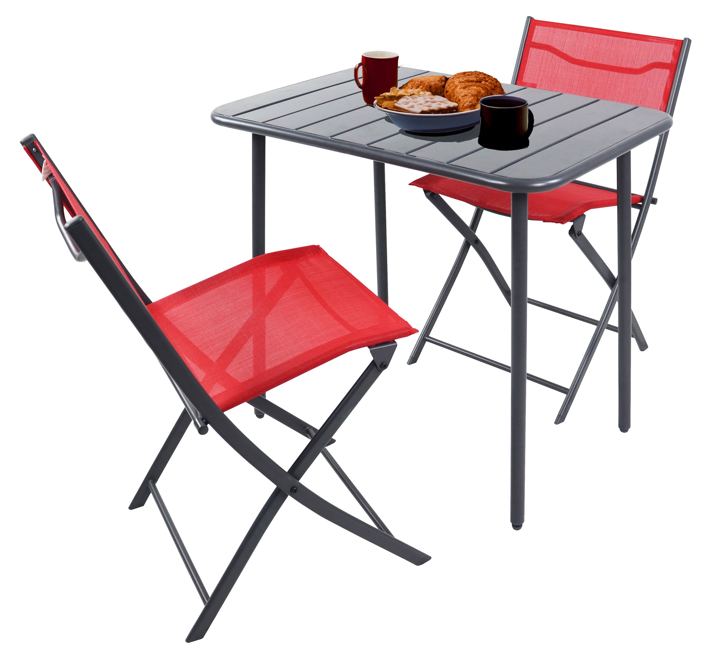 VCM Garten-Essgruppe »VCM 3-tlg Gartenmöbel Set | Sitzgruppe Essgruppe | 1xTisch, 2x Stühle | Tisch Maße ca. H. 72 x B. 80 x T. 55 cm | Klappbar | Garten Set - Sumila«, (3 tlg., Sumila)