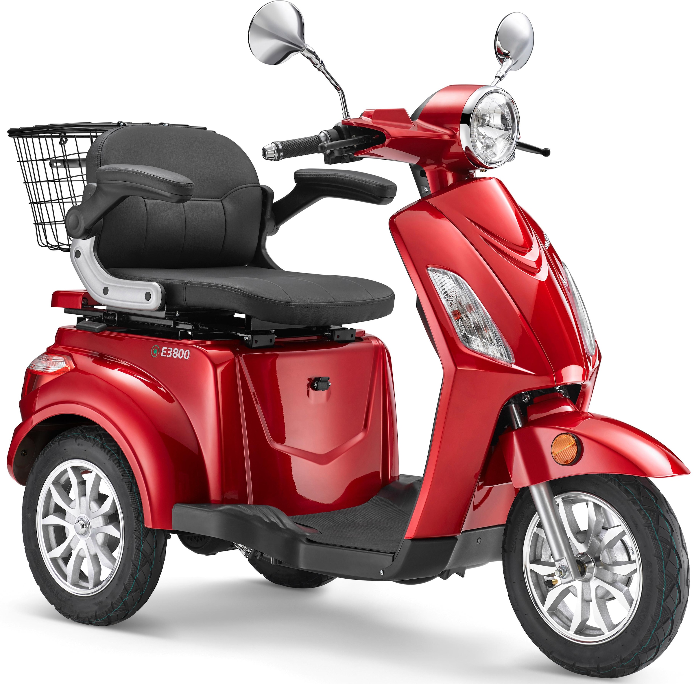 LUXXON Elektromobil "E3800", B:68cm H:111cm L:155cm, rot, Elektromobile, bis zu 65 km Reichweite, Elektro Dreirad, Seniorenmobil
