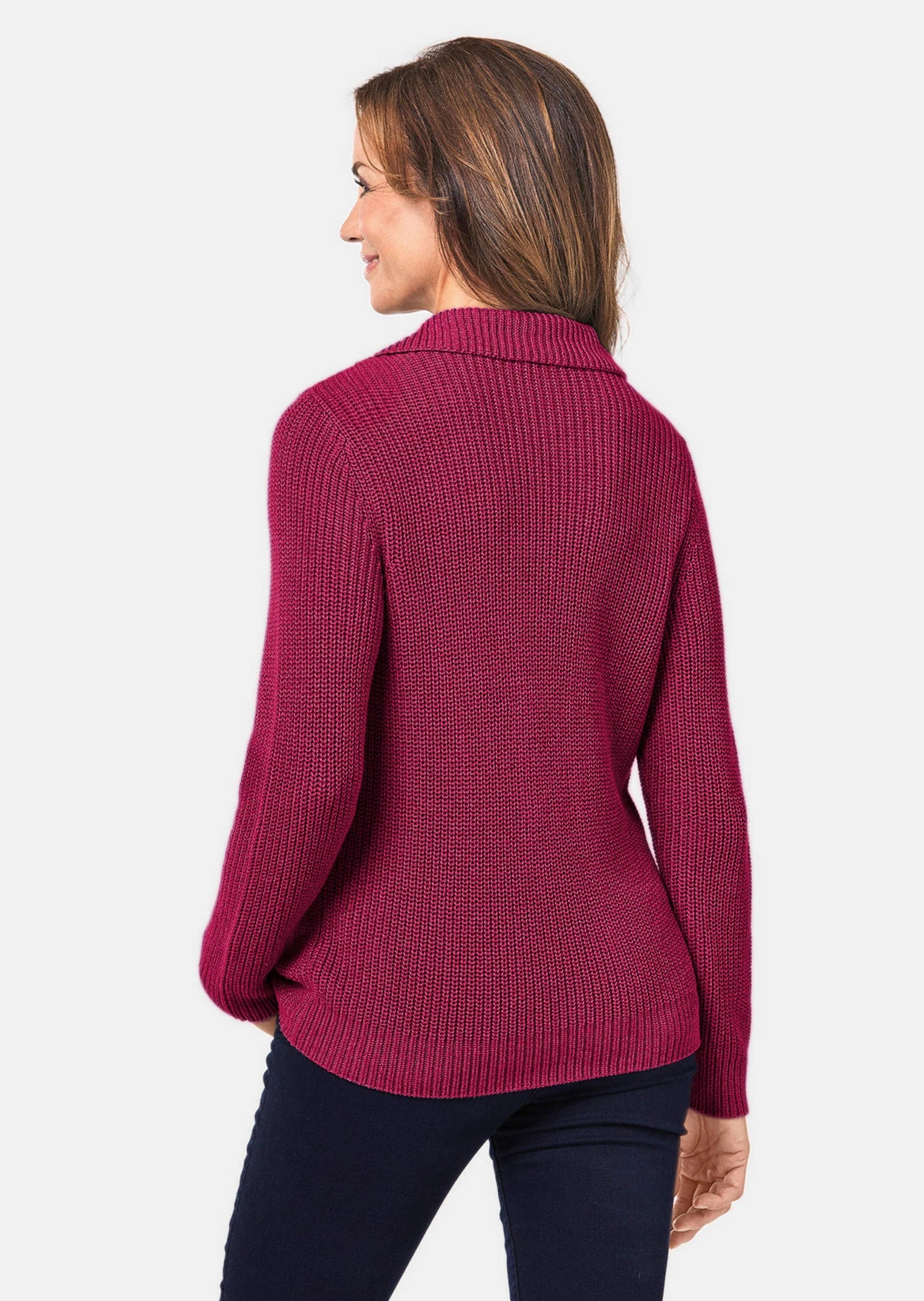GOLDNER Strickpullover »Kurzgröße Sportiver Troyer mit Baumwollanteil«