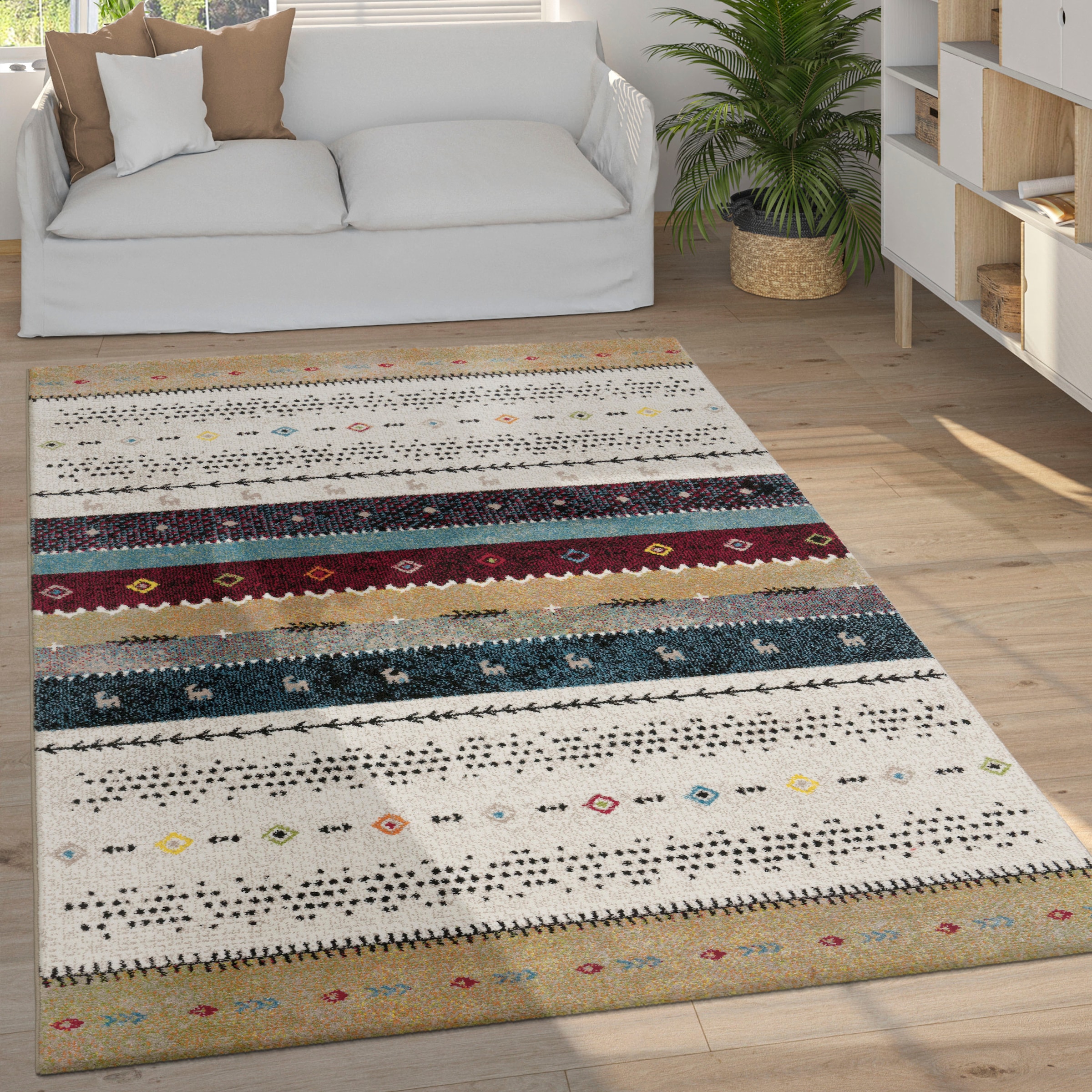 Paco Home Teppich »Nomaden 815«, rechteckig, 16 mm Höhe, Kurzflor, Gabbeh Design, gestreift, ideal im Wohnzimmer & Schlafzimmer