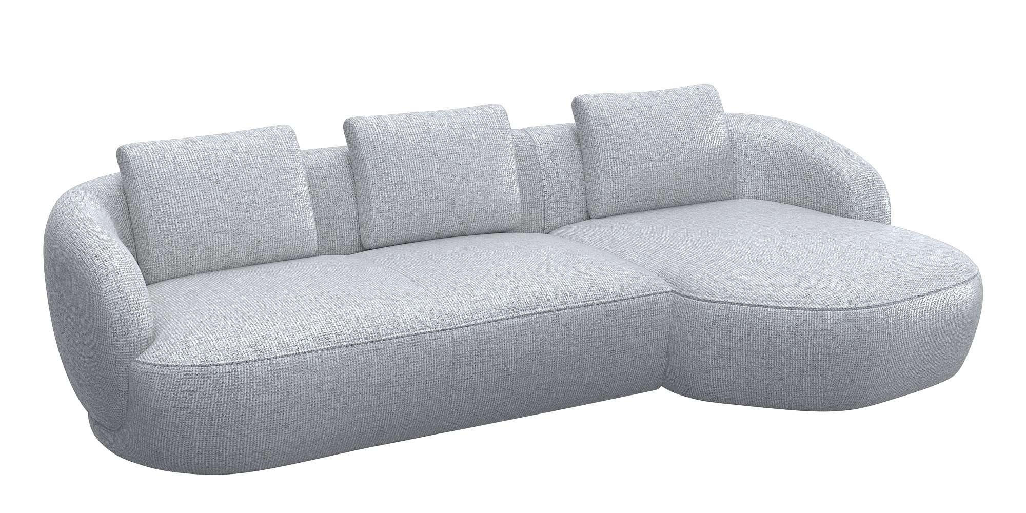 FLEXLUX Wohnlandschaft »Torino, rund, L-Form, Sofa-Ecke mit Recamiere, Longchair-Sofa«, Modernes, organisches Sofa-Design, Kaltschaum, Wellenunterfederung
