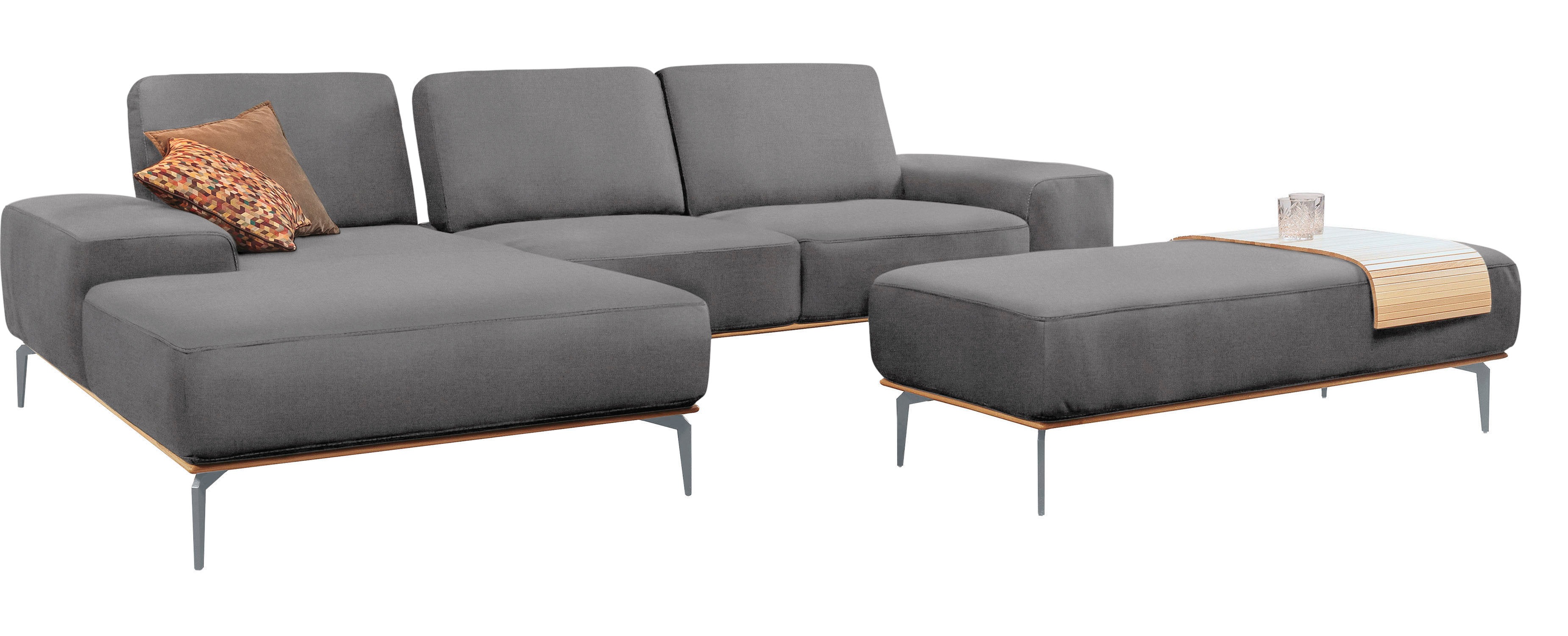 Thumbnail - W.SCHILLIG Ecksofa "run, Designsofa mit tollem Sitzkomfort, bequem, L-Form", mit elegantem Holzsockel, Füße in Silber ma...